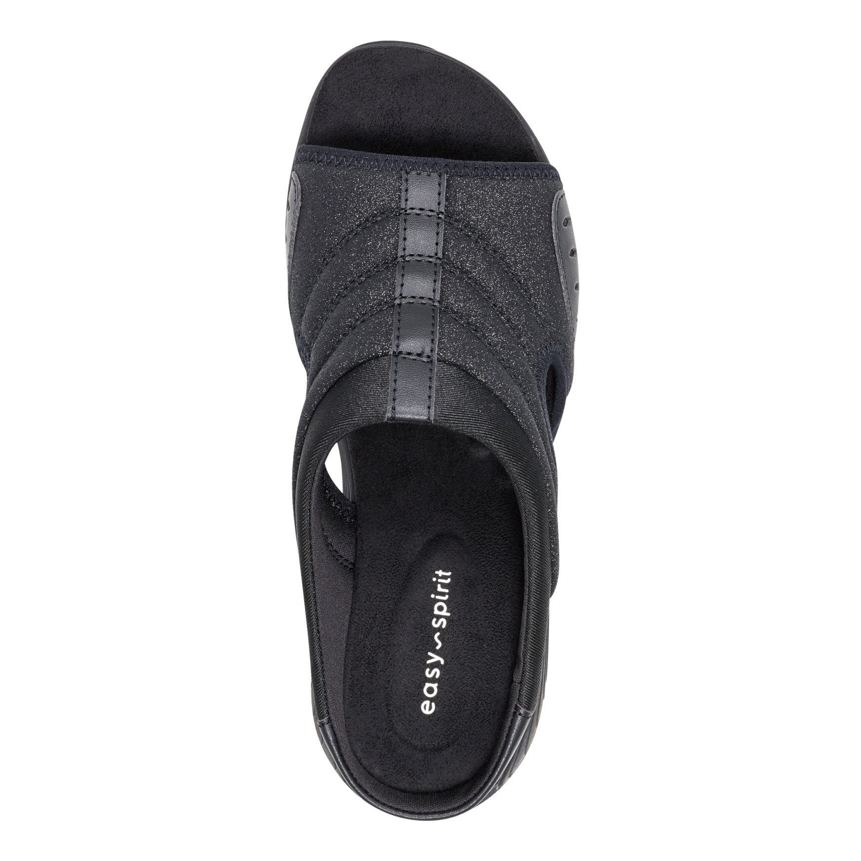 Easy Spirit Traciee Cushioned Arch Support Slip On Sandal Women's - Black Glitter - 5