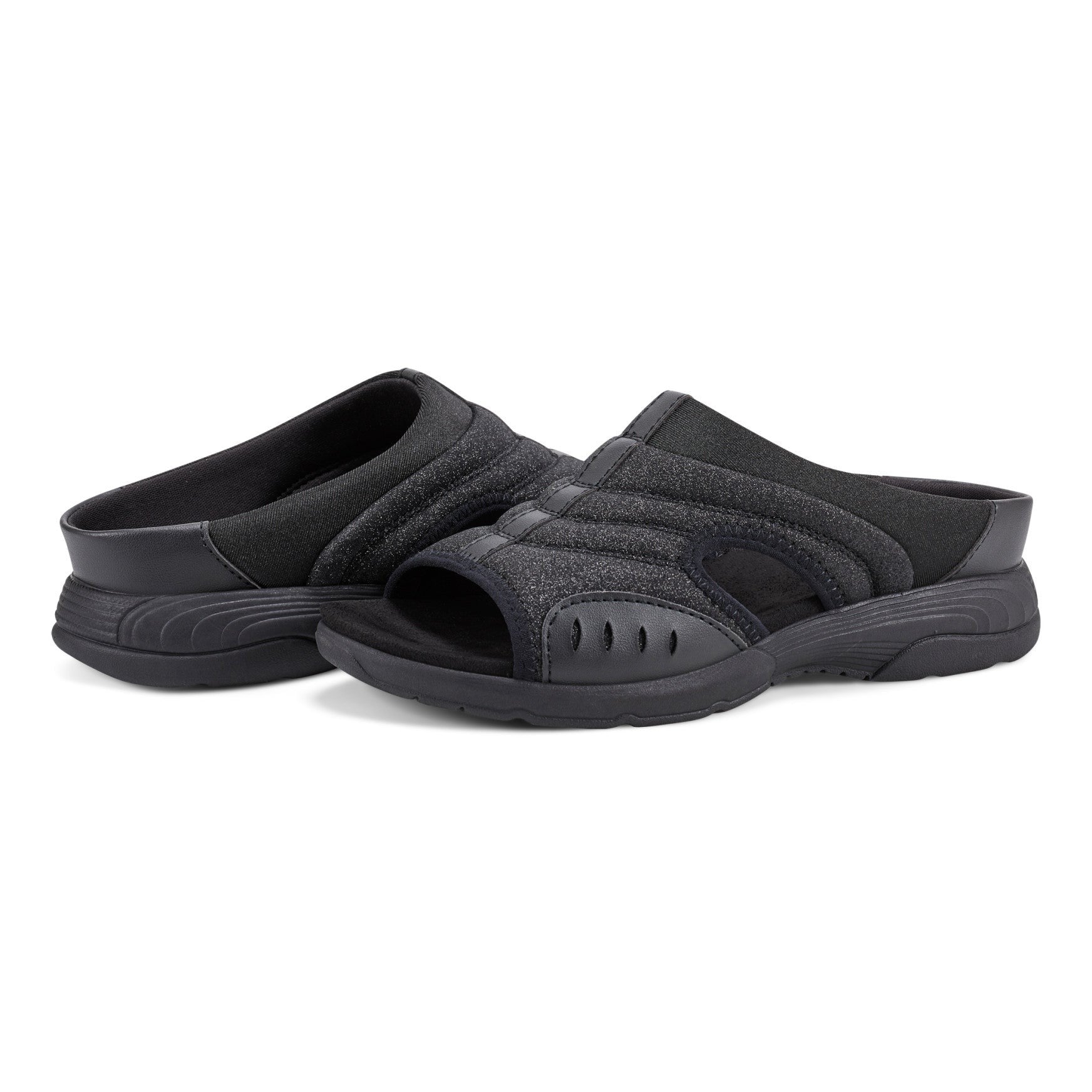 Easy Spirit Traciee Cushioned Arch Support Slip On Sandal Women's - Black Glitter - 7