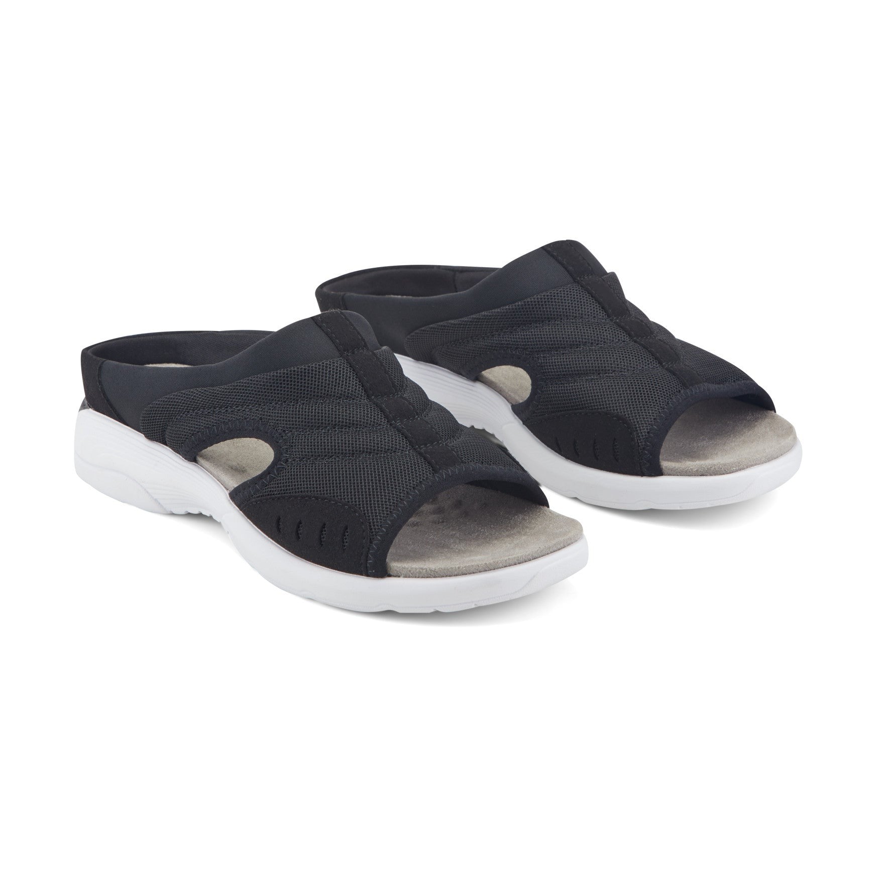 Easy Spirit Traciee Cushioned Arch-Support Women's Slip On Sandal - Black Multi Fabric - 2