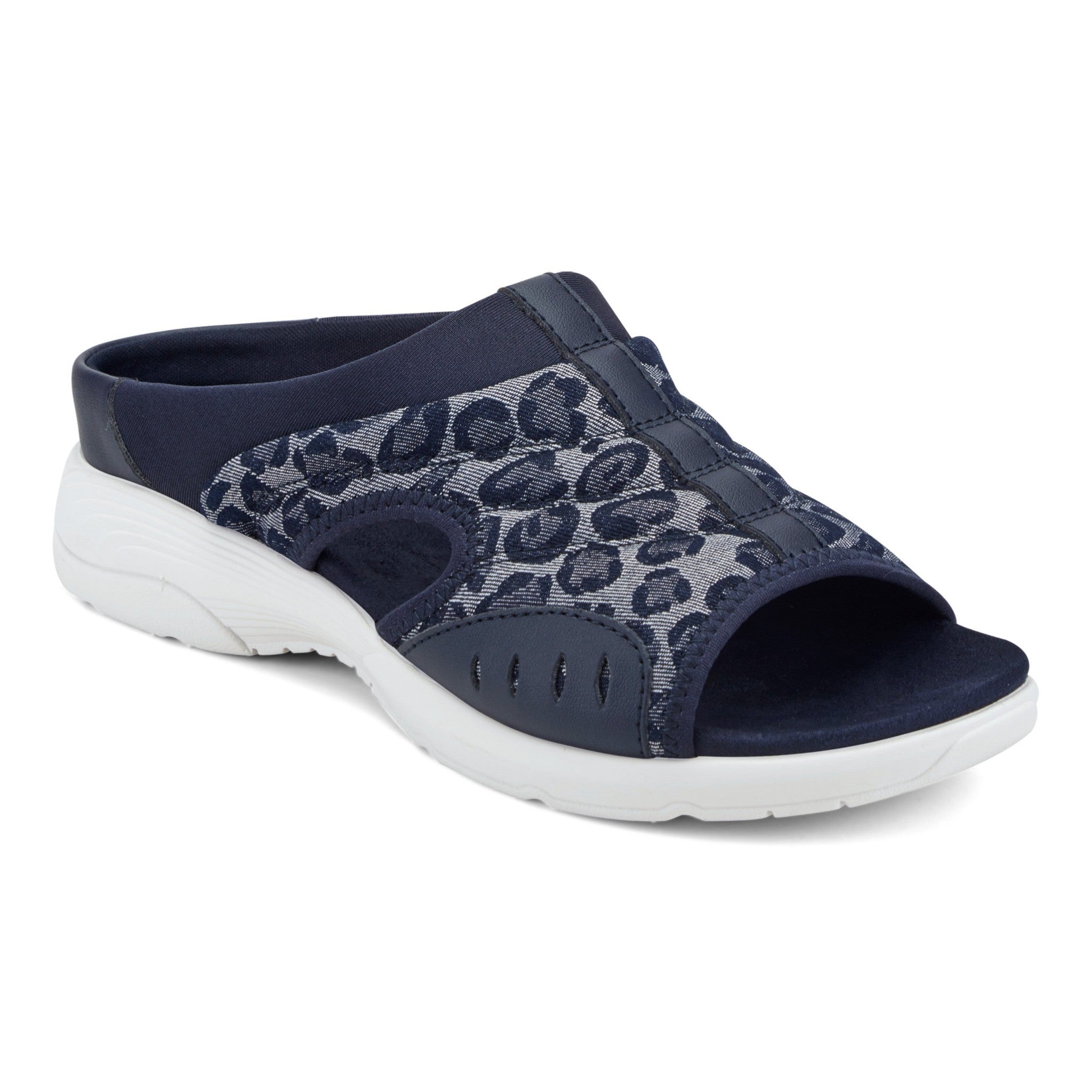 Easy Spirit Traciee Cushioned Arch Support Women's Slip-On Sandal - Dark Blue Cheetah - 2