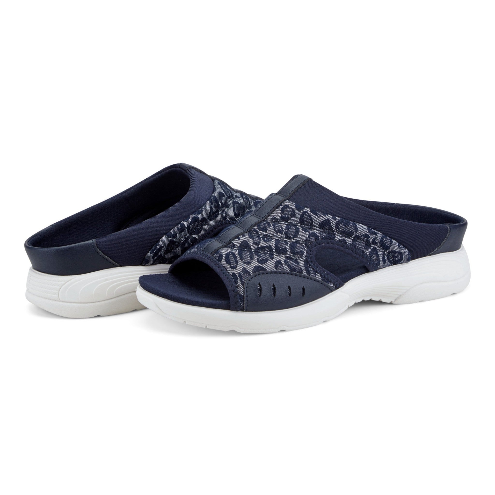 Easy Spirit Traciee Cushioned Arch Support Women's Slip-On Sandal - Dark Blue Cheetah - 7