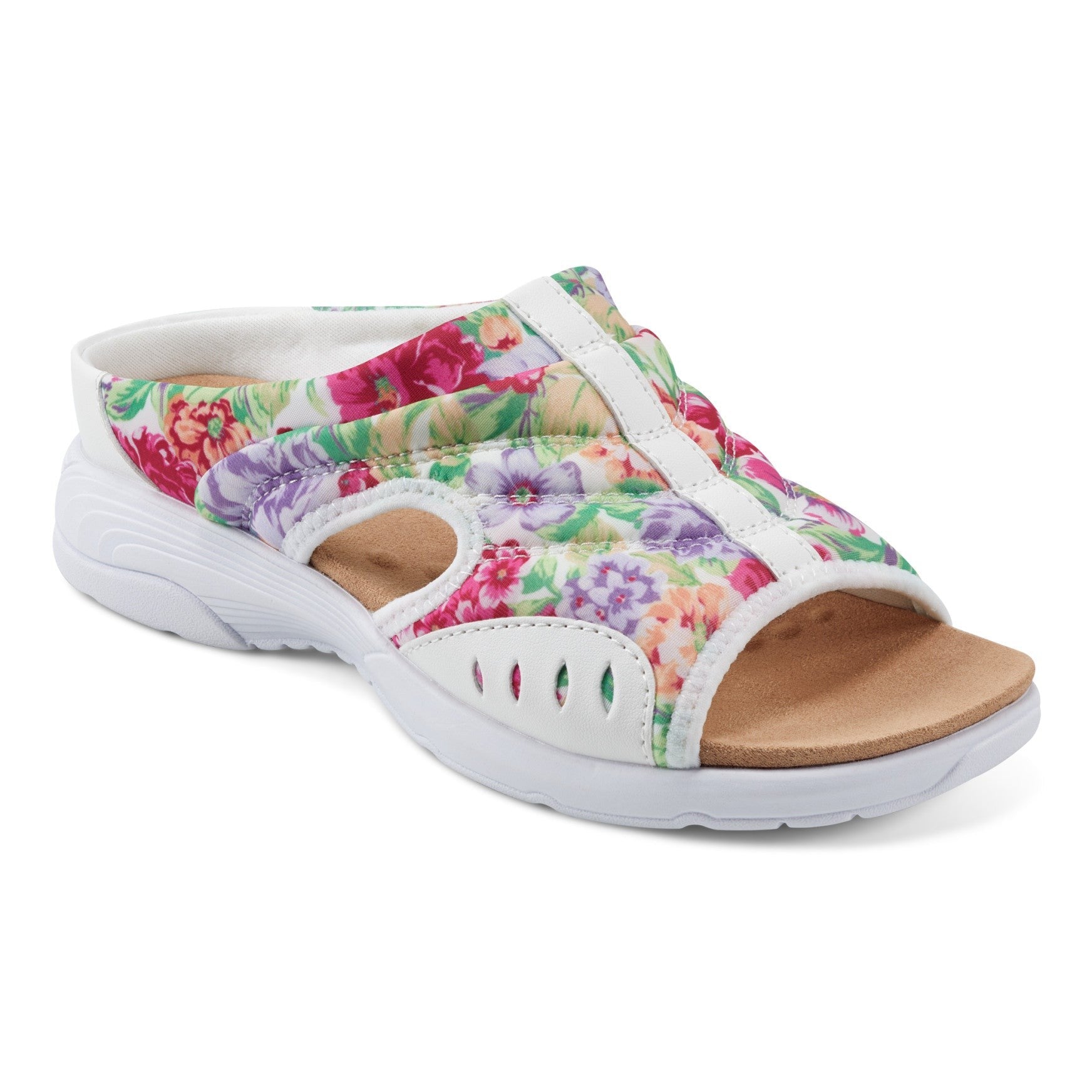 Easy Spirit Traciee Cushioned Arch-Support Women's Slip On Sandal - White Floral - 2