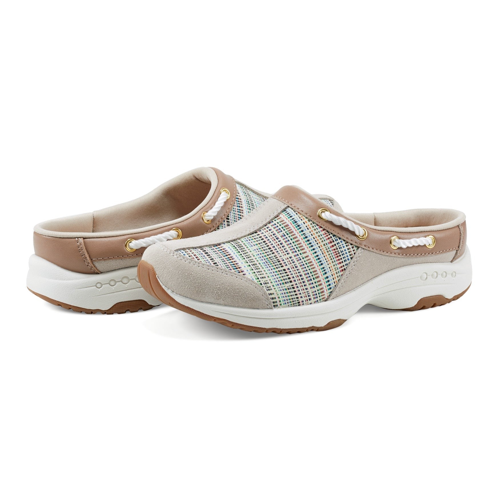 Easy Spirit Travelport Athletic Cushioned Arch-Support Slip-On Women's Clog - Natural Multi - 7