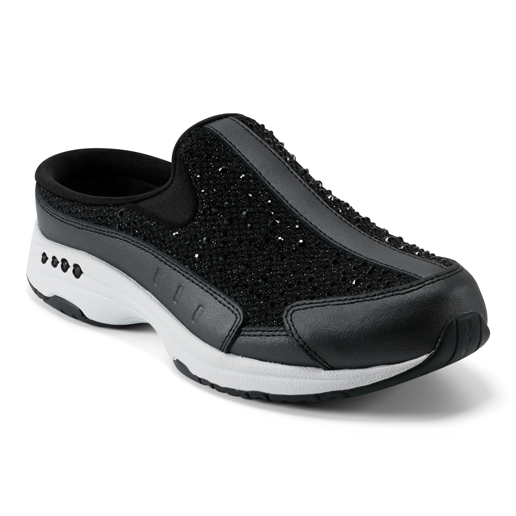 Easy Spirit Travelsparkle Athletic Cushioned Arch Support Women's Slip-On Clog - Black - 2