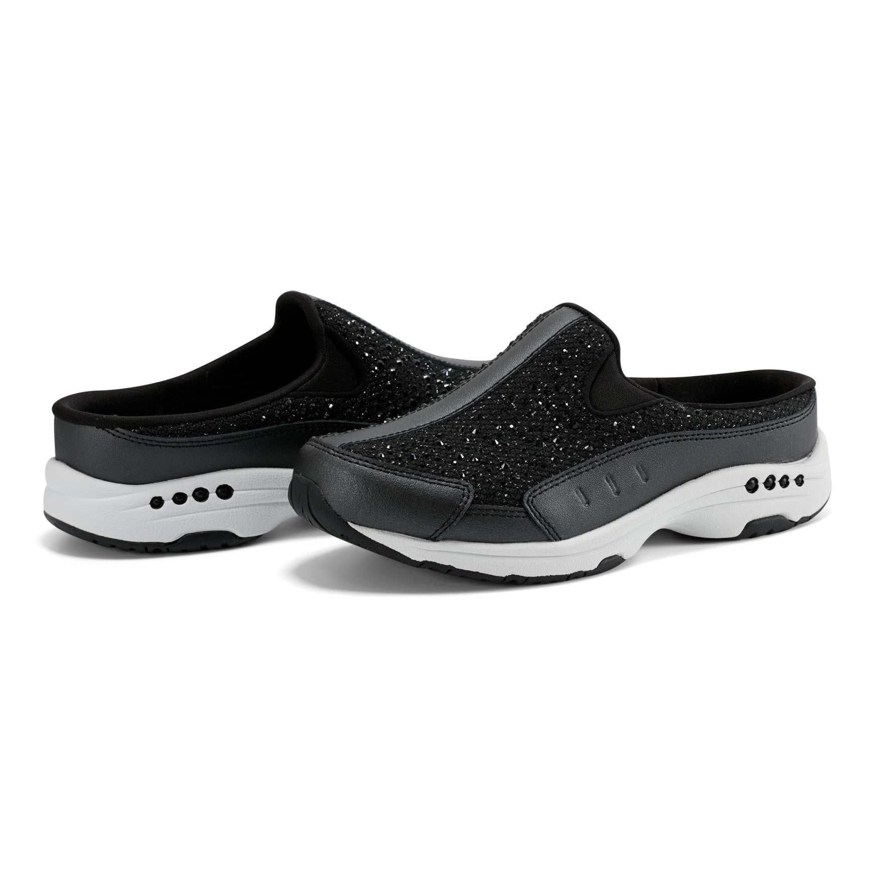 Easy Spirit Travelsparkle Athletic Cushioned Arch Support Women's Slip-On Clog - Black - 7