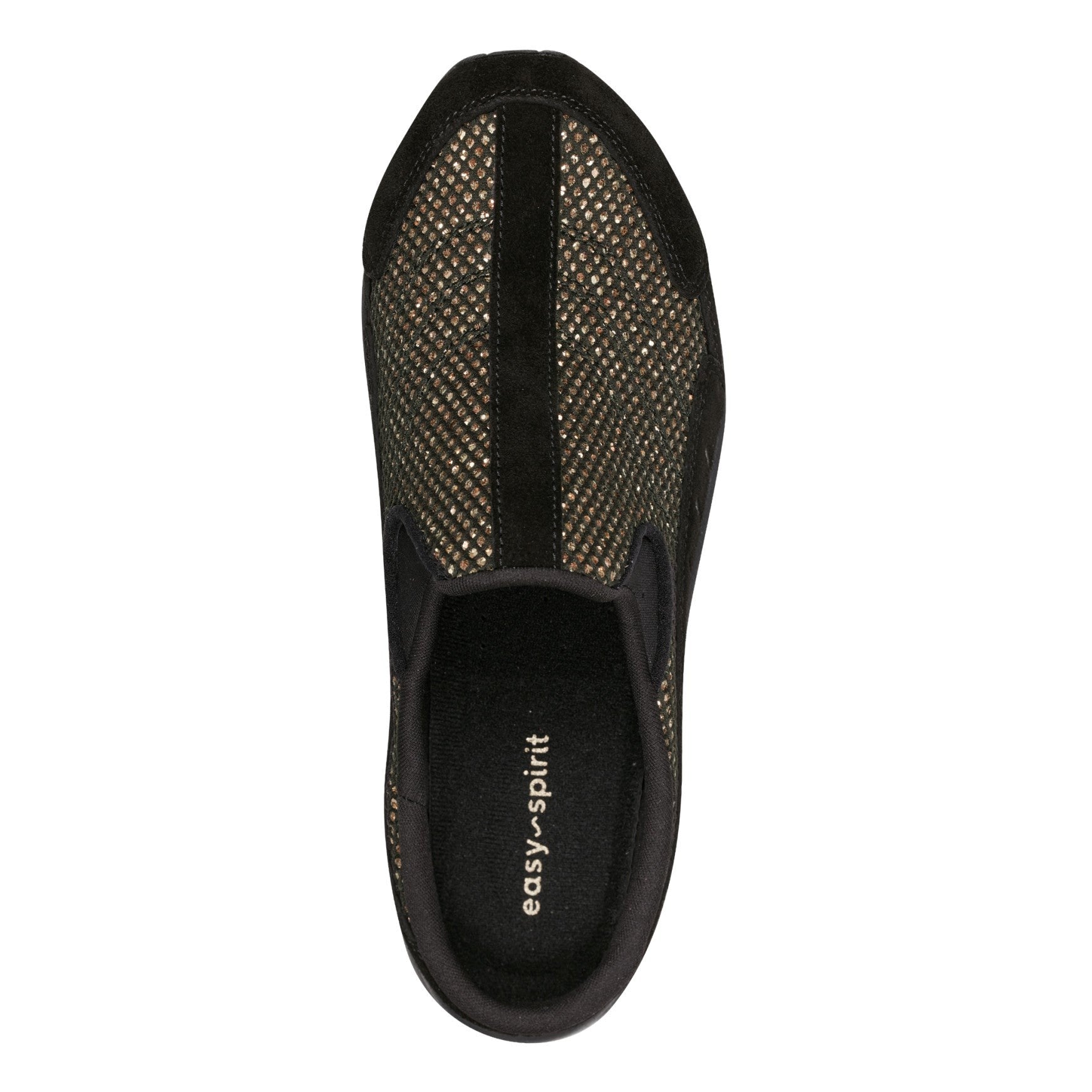 Easy Spirit Traveltime Athletic Cushioned Arch Support Slip-On Mule Women's Slip-On Mule - Black/bronze Glitter - 5