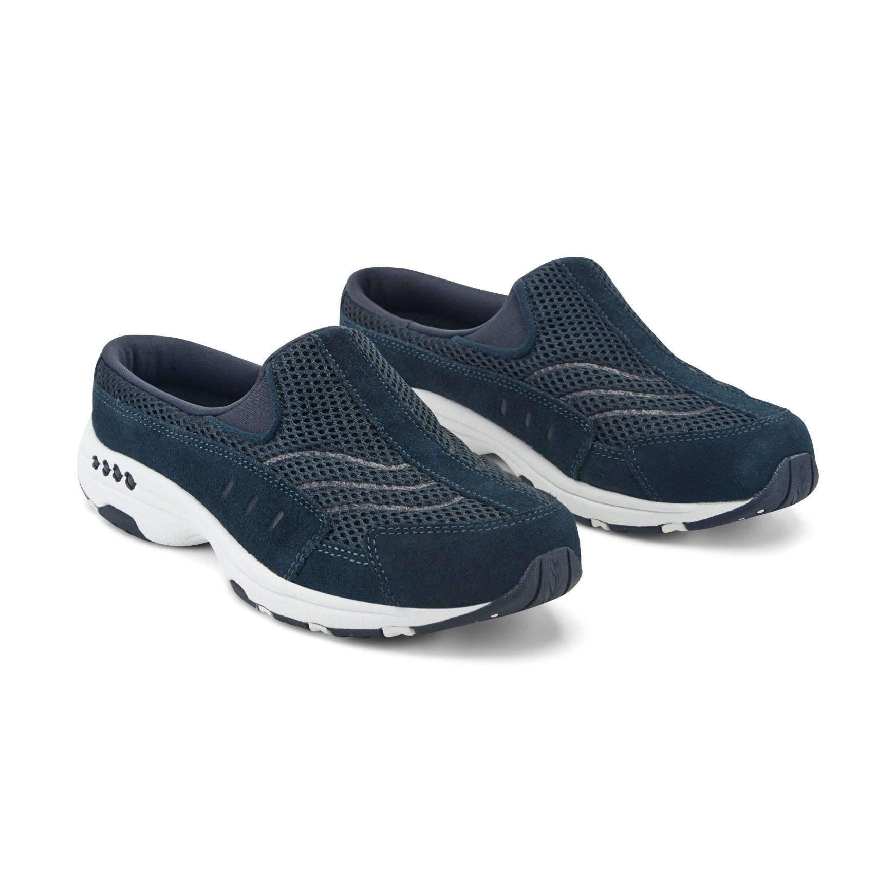 Easy Spirit Traveltime Athletic Cushioned Arch Support Slip-On Women's Athletic Shoe - Navy Suede Mesh - 2