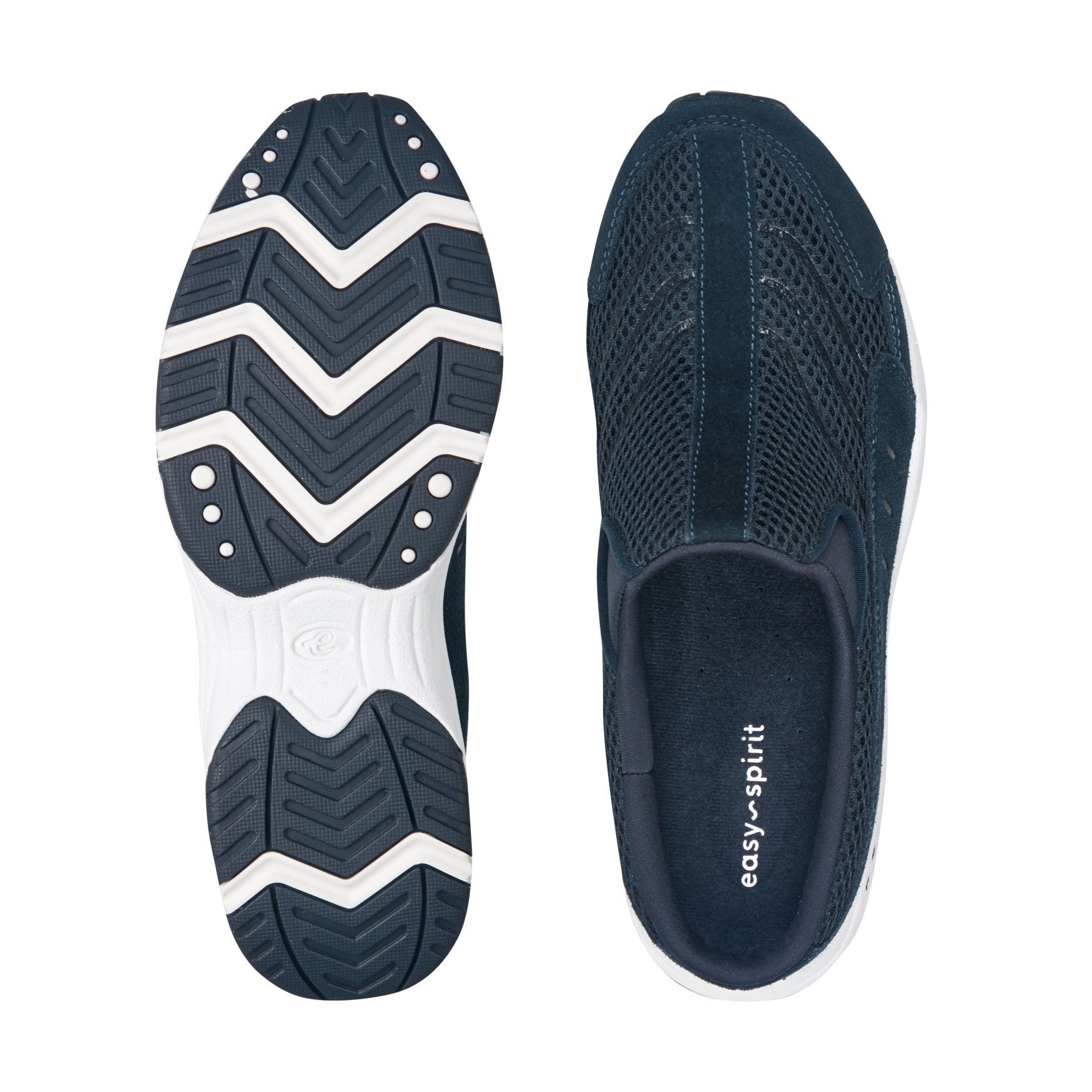Easy Spirit Traveltime Athletic Cushioned Arch Support Slip-On Women's Athletic Shoe - Navy Suede Mesh - 5