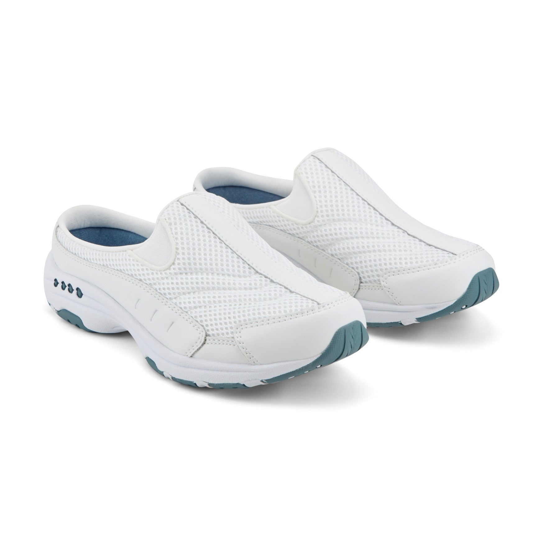 Easy Spirit Traveltime Athletic Cushioned Arch Support Slip-On Women's Athletic Shoe - White Leather Mesh - 2