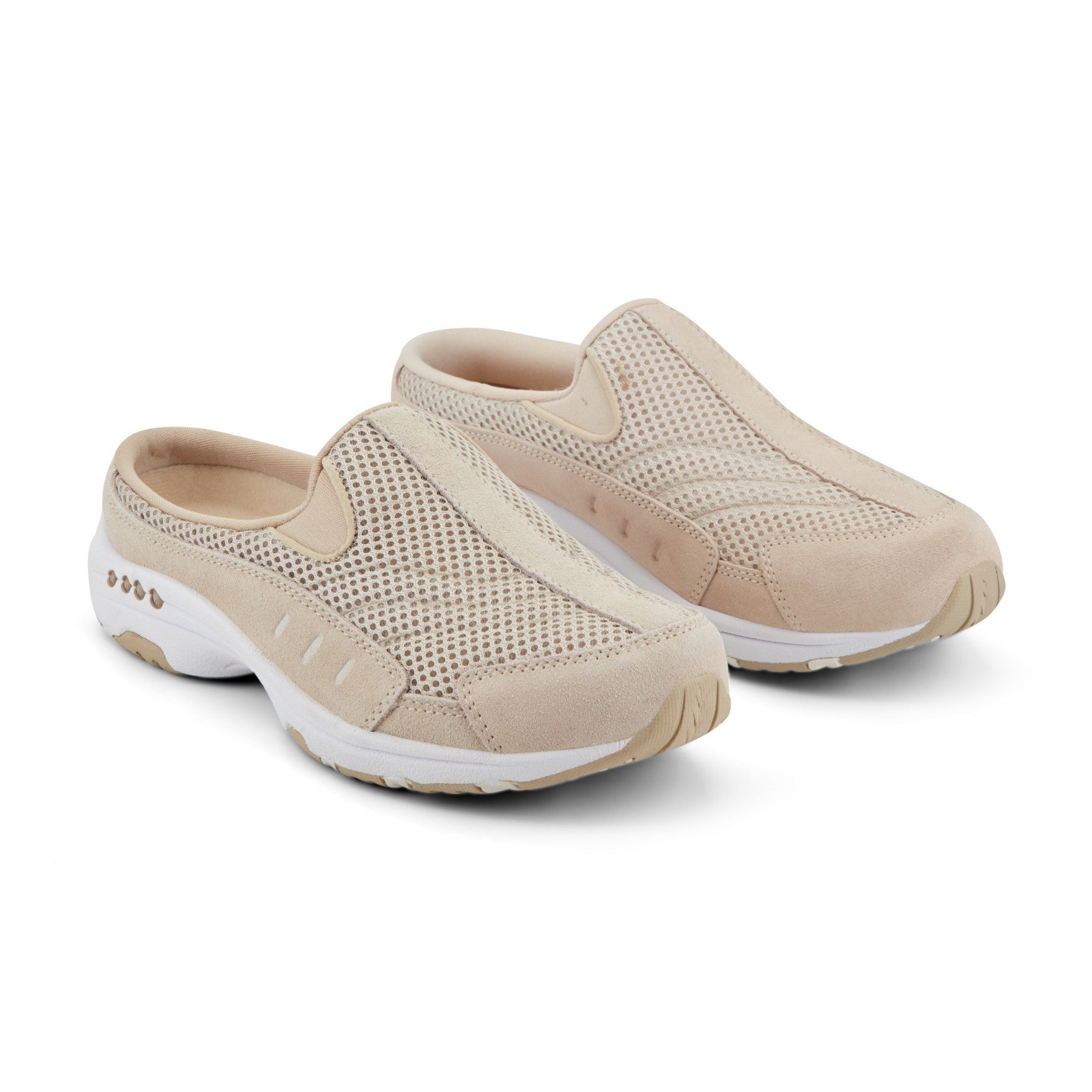 Easy Spirit Traveltime Athletic Cushioned Arch Support Slip-On Women's Athletic Shoe - Woodash White Suede - 2