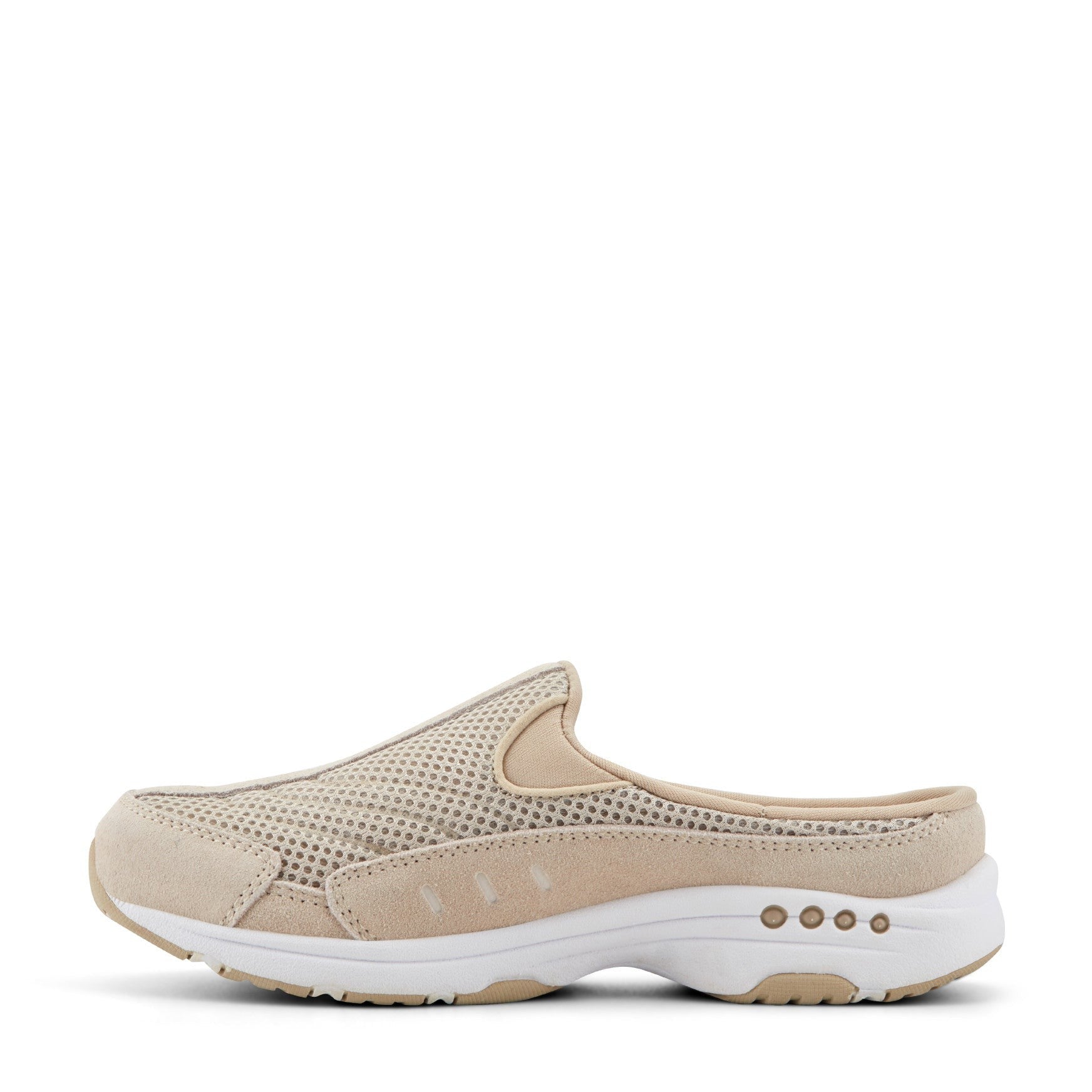 Easy Spirit Traveltime Athletic Cushioned Arch Support Slip-On Women's Athletic Shoe - Woodash White Suede - 4