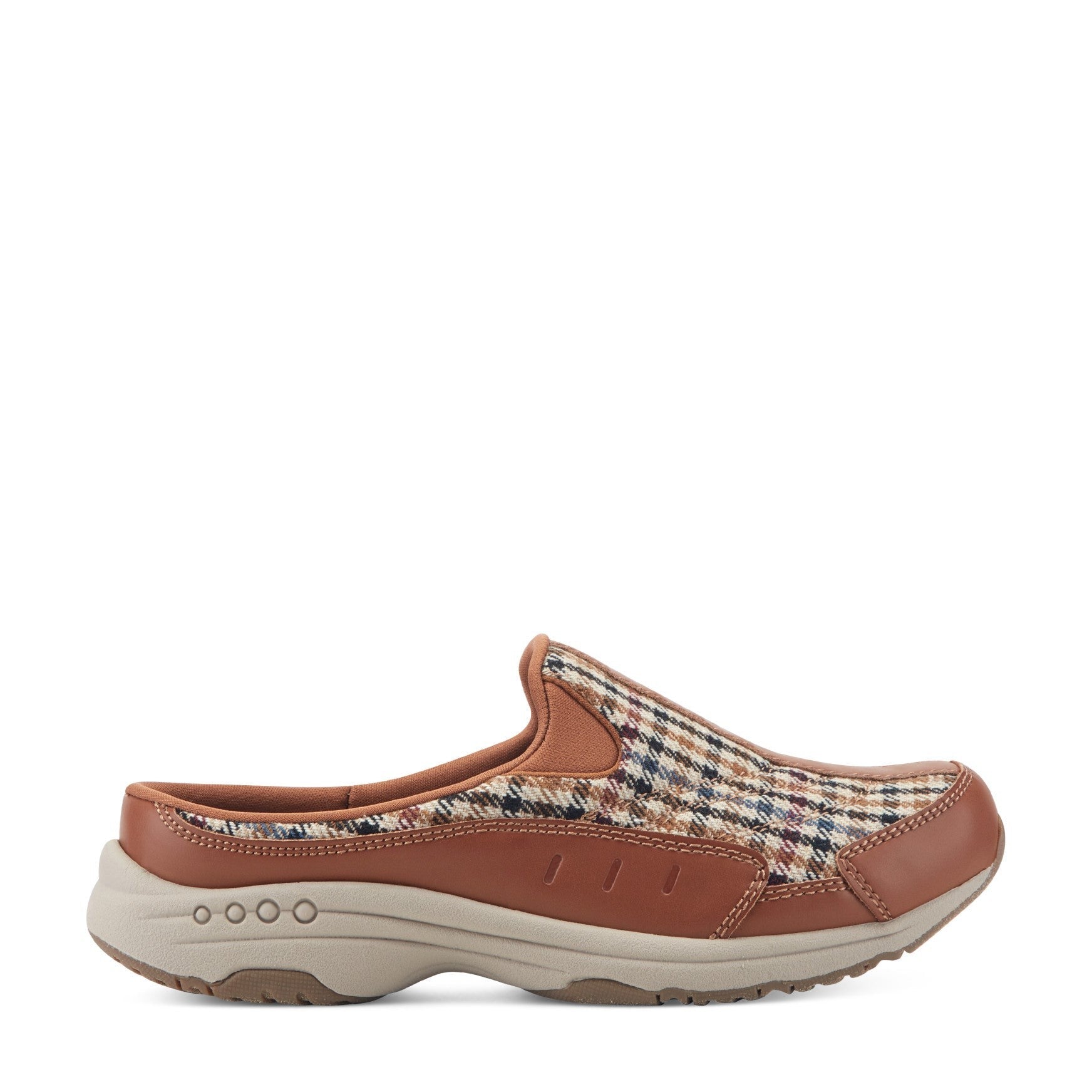 Easy Spirit Traveltime Athletic Cushioned Arch-Support Slip-On Women's Slip-On Shoe - Brown Multi Houndstooth - 1