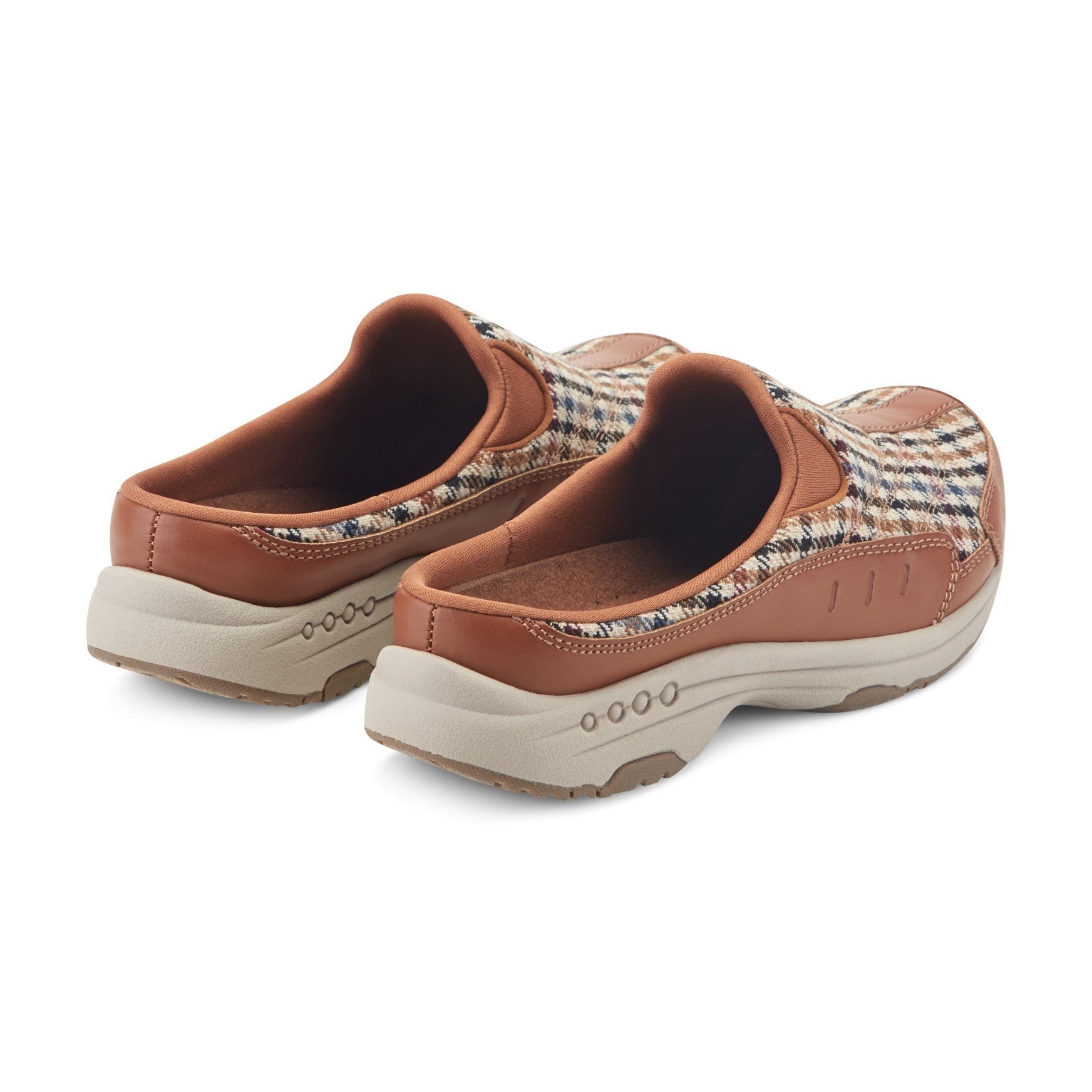 Easy Spirit Traveltime Athletic Cushioned Arch-Support Slip-On Women's Slip-On Shoe - Brown Multi Houndstooth - 3