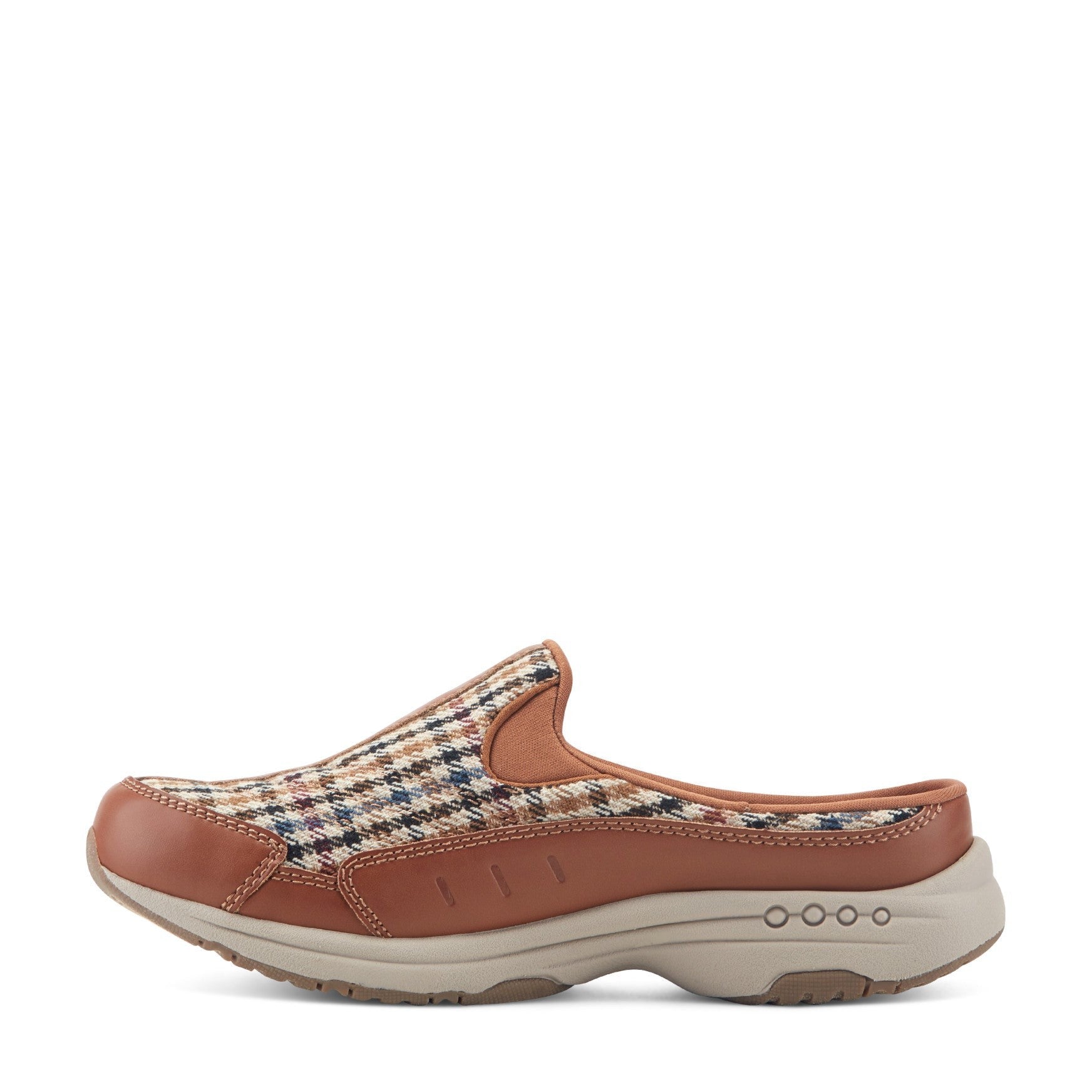 Easy Spirit Traveltime Athletic Cushioned Arch-Support Slip-On Women's Slip-On Shoe - Brown Multi Houndstooth - 4