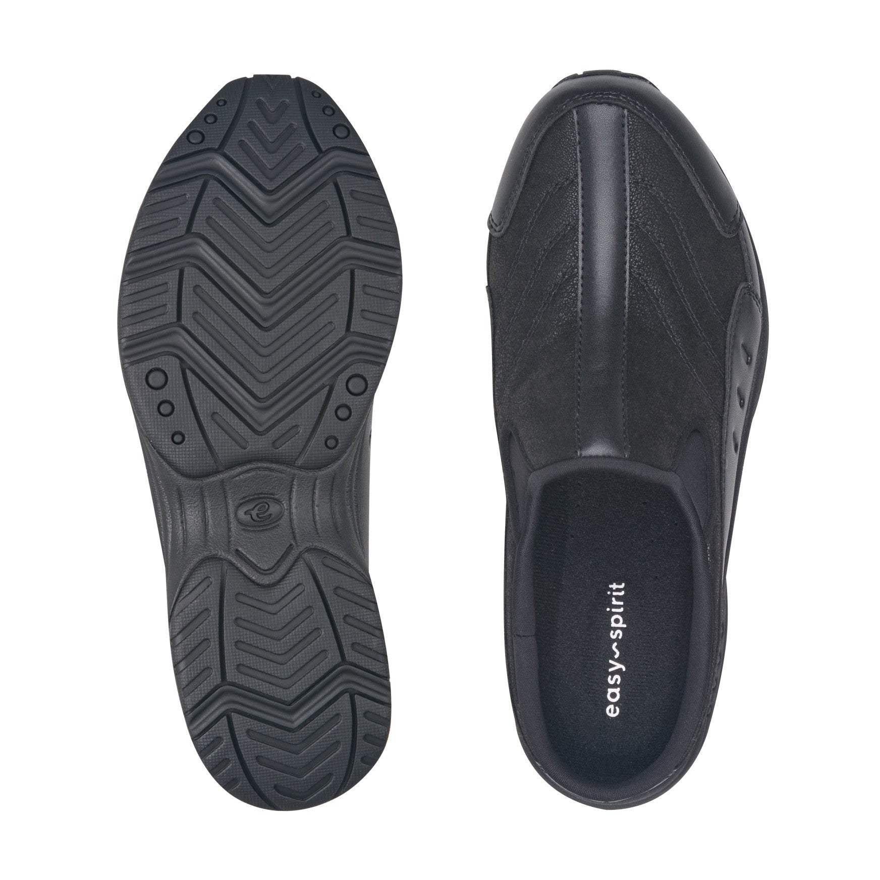 Easy Spirit Traveltime Athletic Cushioned Arch-Support Women's Slip-On Mule - Black Leather - 5