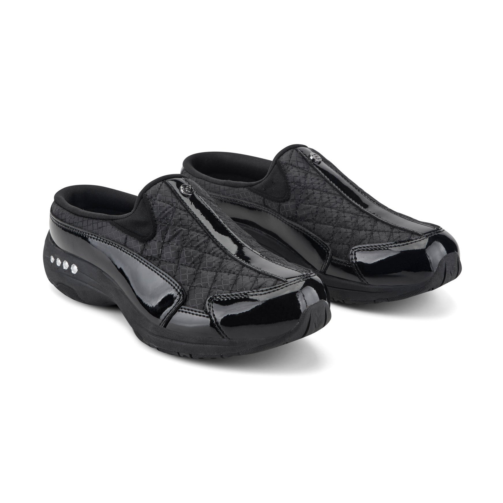 Easy Spirit Traveltime Athletic Cushioned Arch Support Women's Slip-On Mule - Black/silver Patent - 2