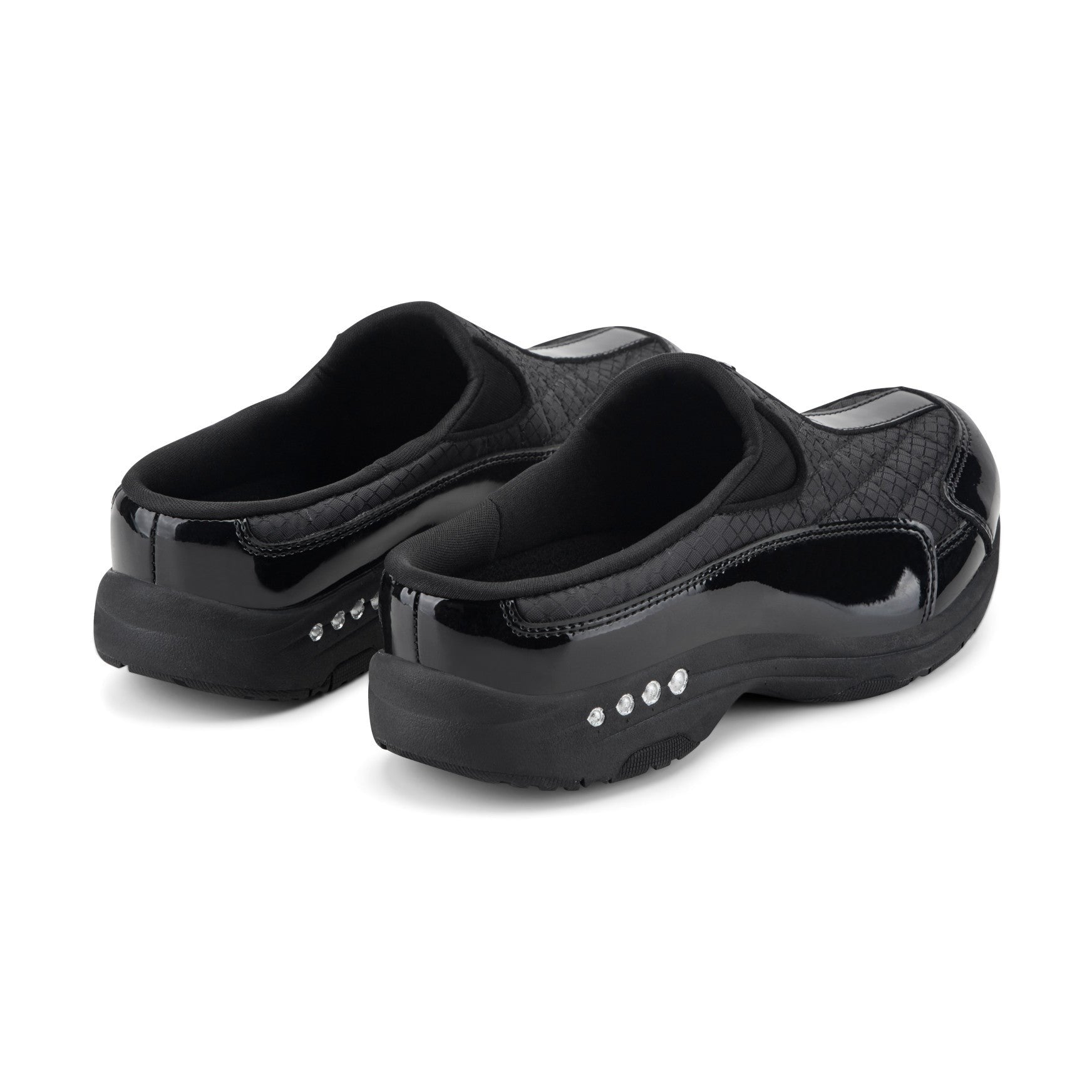 Easy Spirit Traveltime Athletic Cushioned Arch Support Women's Slip-On Mule - Black/silver Patent - 3
