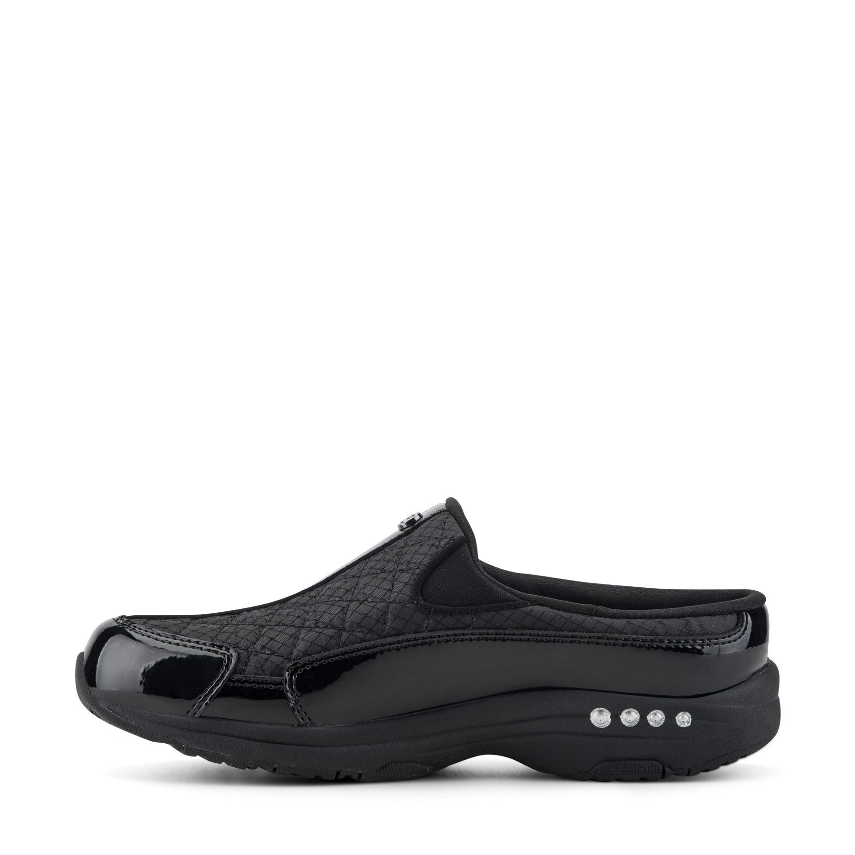 Easy Spirit Traveltime Athletic Cushioned Arch Support Women's Slip-On Mule - Black/silver Patent - 4