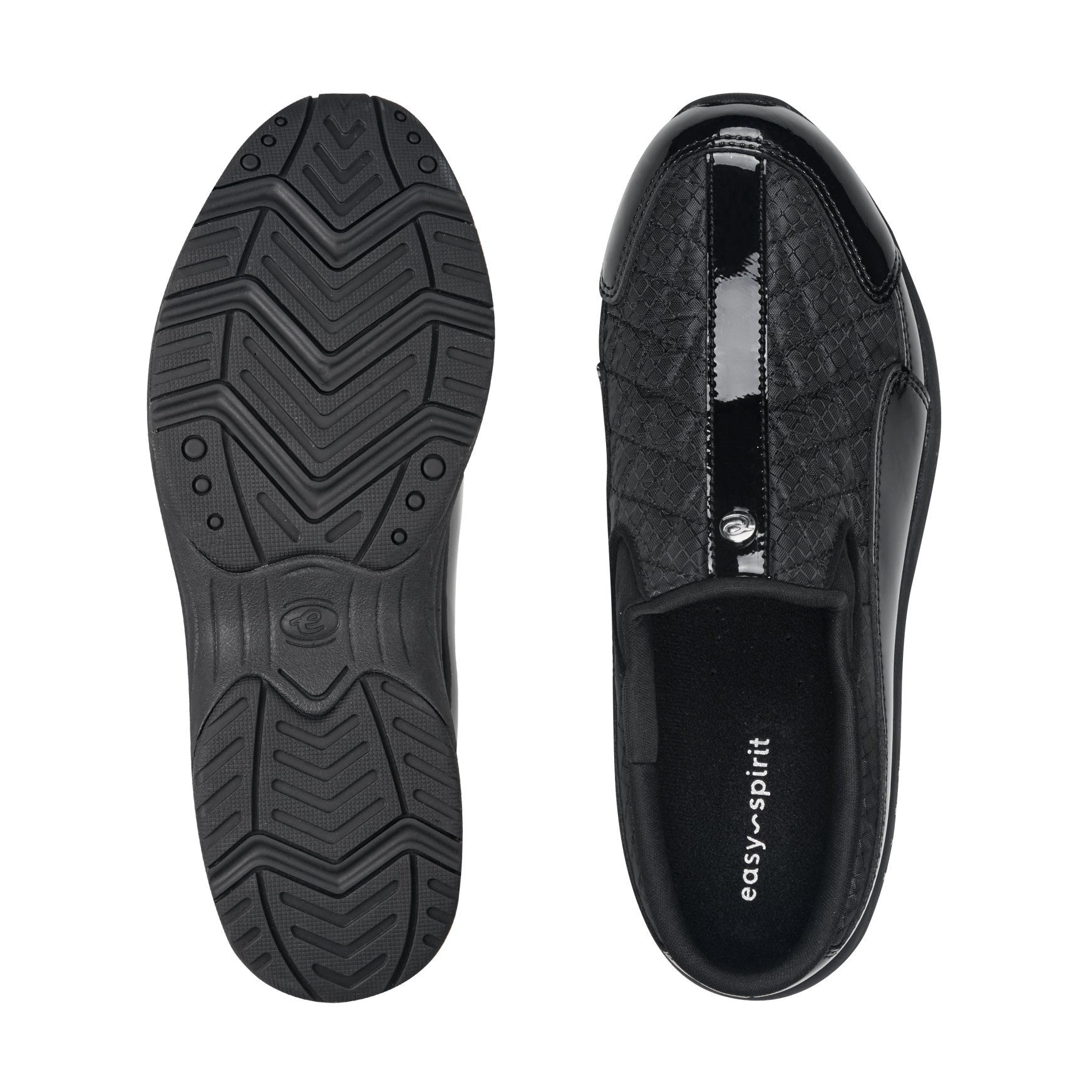 Easy Spirit Traveltime Athletic Cushioned Arch Support Women's Slip-On Mule - Black/silver Patent - 5