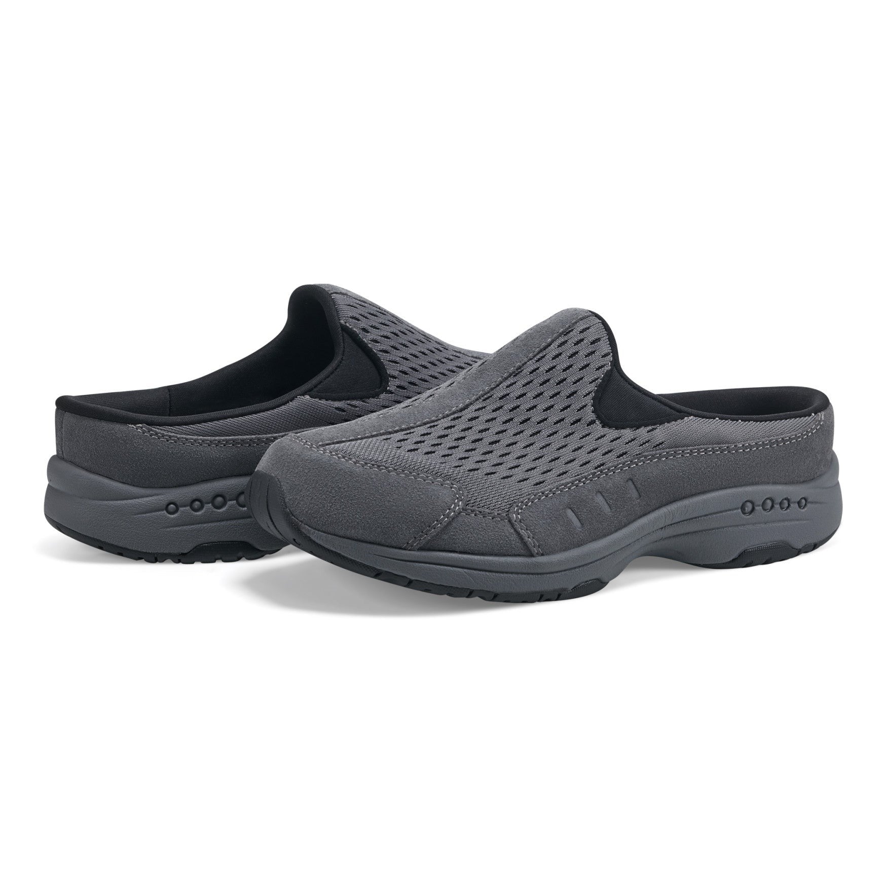 Easy Spirit Traveltime Athletic Cushioned Arch Support Women's Slip-On Mule - Dark Grey Mesh - 7