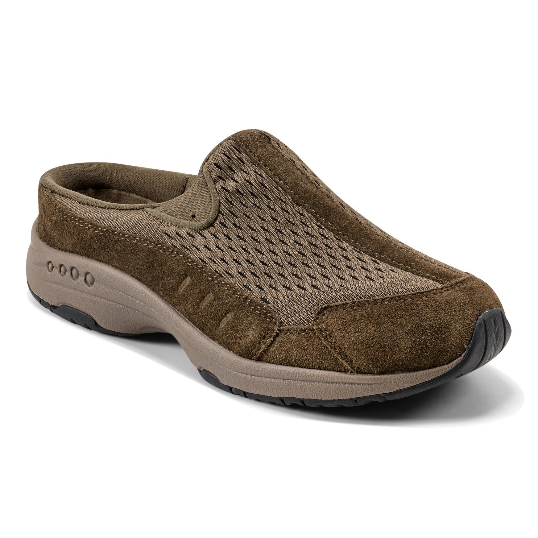 Easy Spirit Traveltime Athletic Cushioned Arch Support Women's Slip-On Mule - Olive Suede - 2