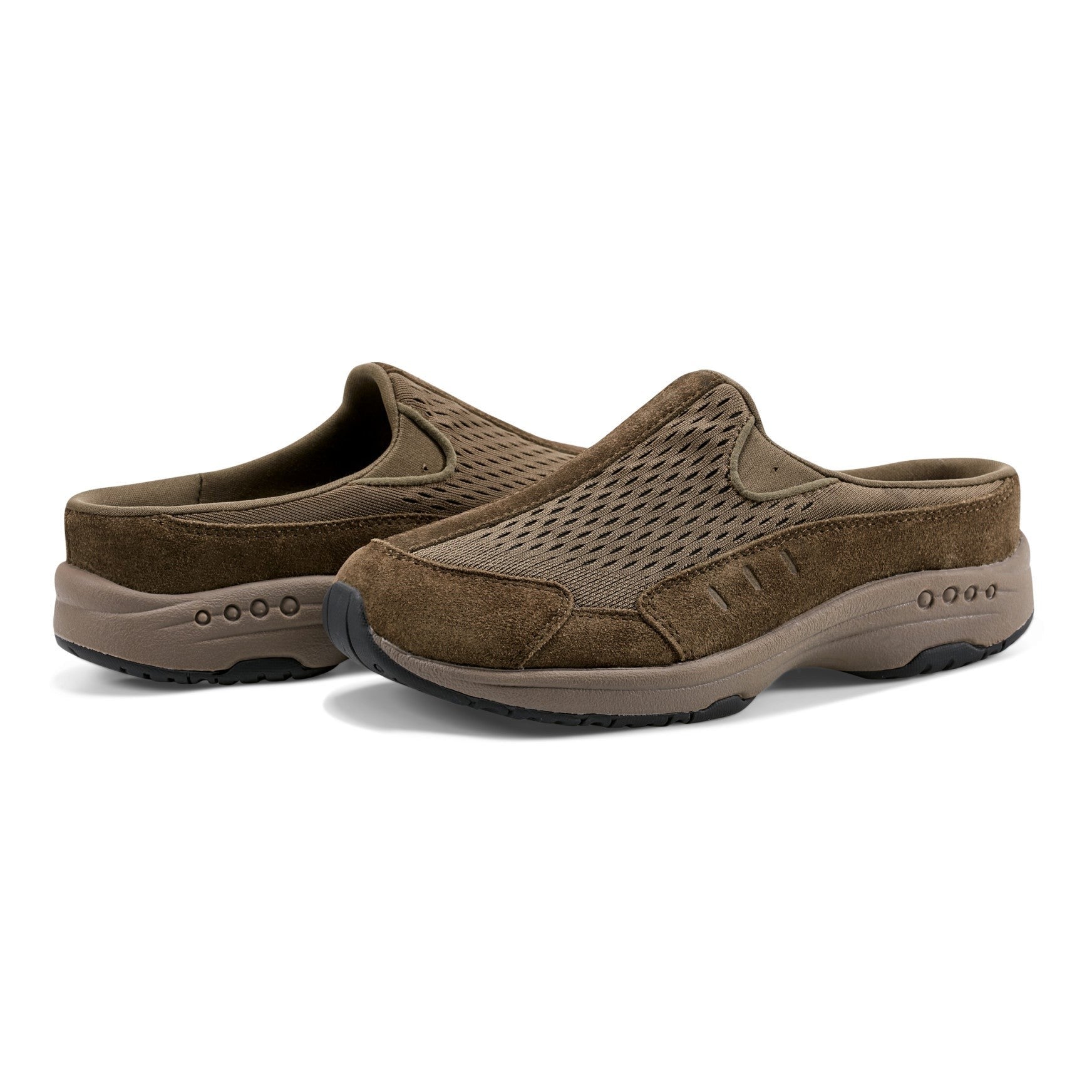 Easy Spirit Traveltime Athletic Cushioned Arch Support Women's Slip-On Mule - Olive Suede - 7