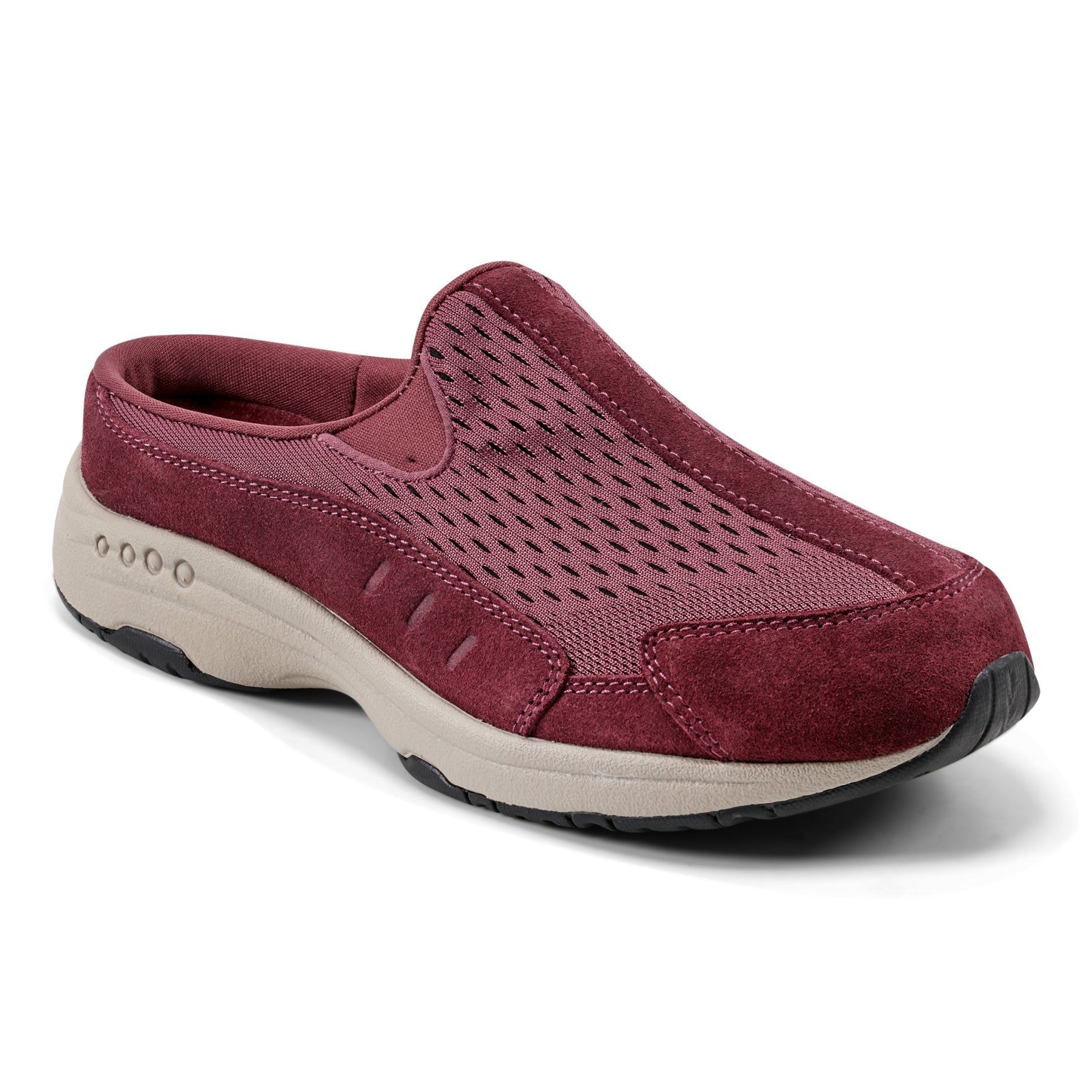 Easy Spirit Traveltime Athletic Cushioned Arch Support Women's Slip-On Mule - Red Suede - 2