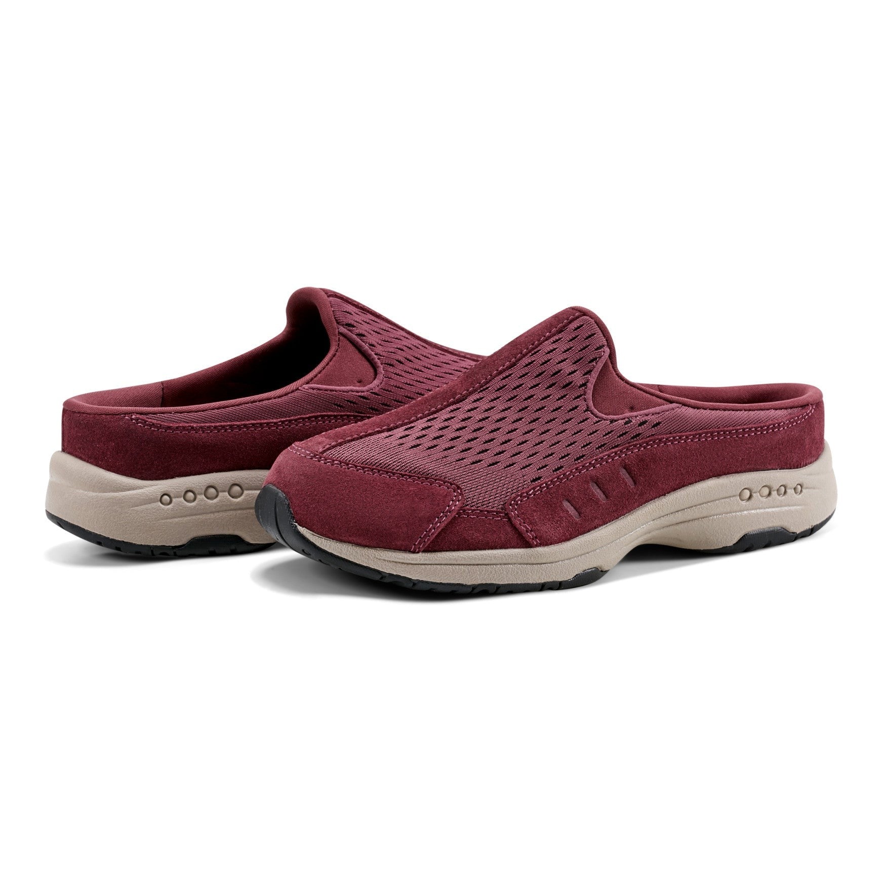 Easy Spirit Traveltime Athletic Cushioned Arch Support Women's Slip-On Mule - Red Suede - 7