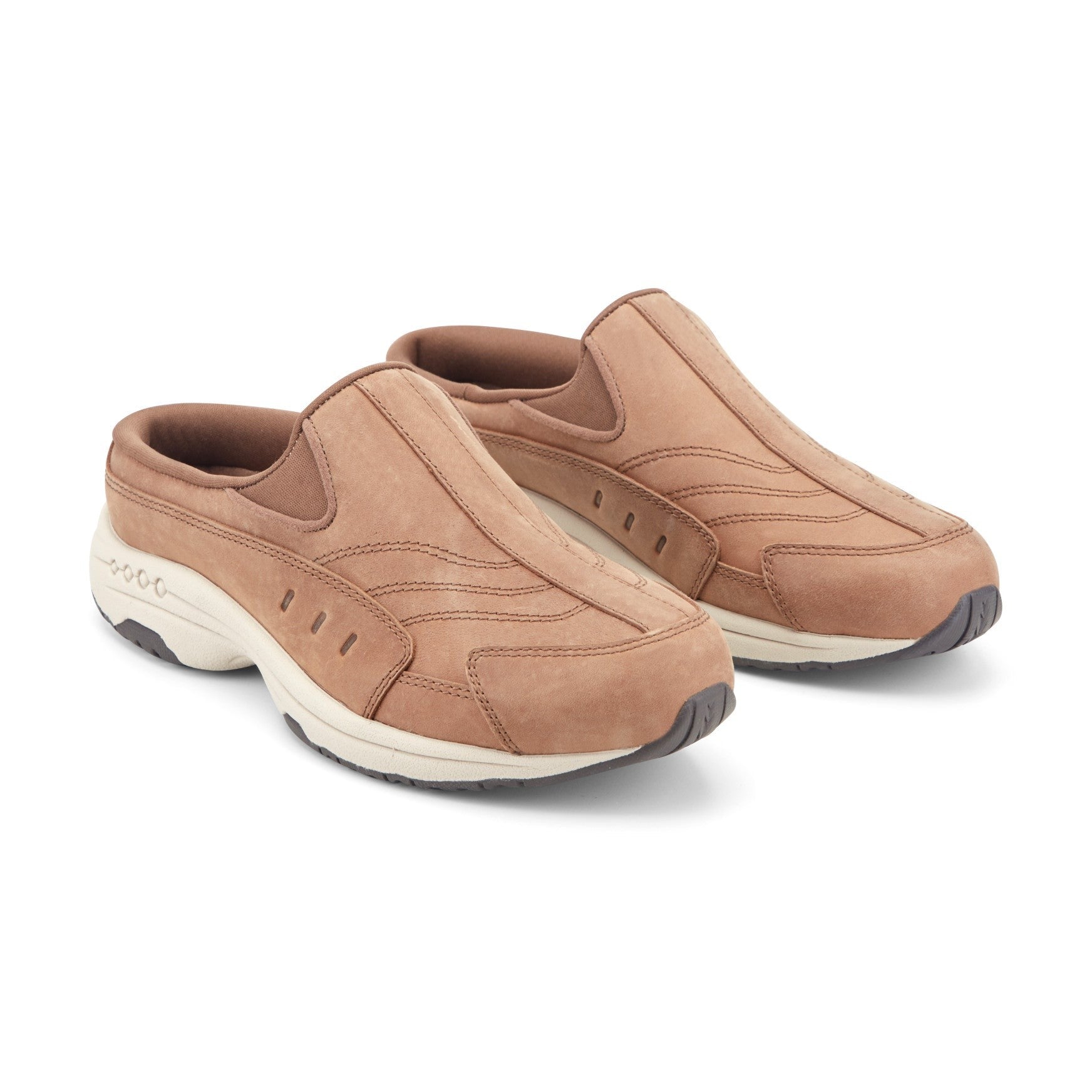 Easy Spirit Traveltime Athletic Cushioned Comfort Arch Support Women's Slip-On Mule - Medium Natural Leather - 2