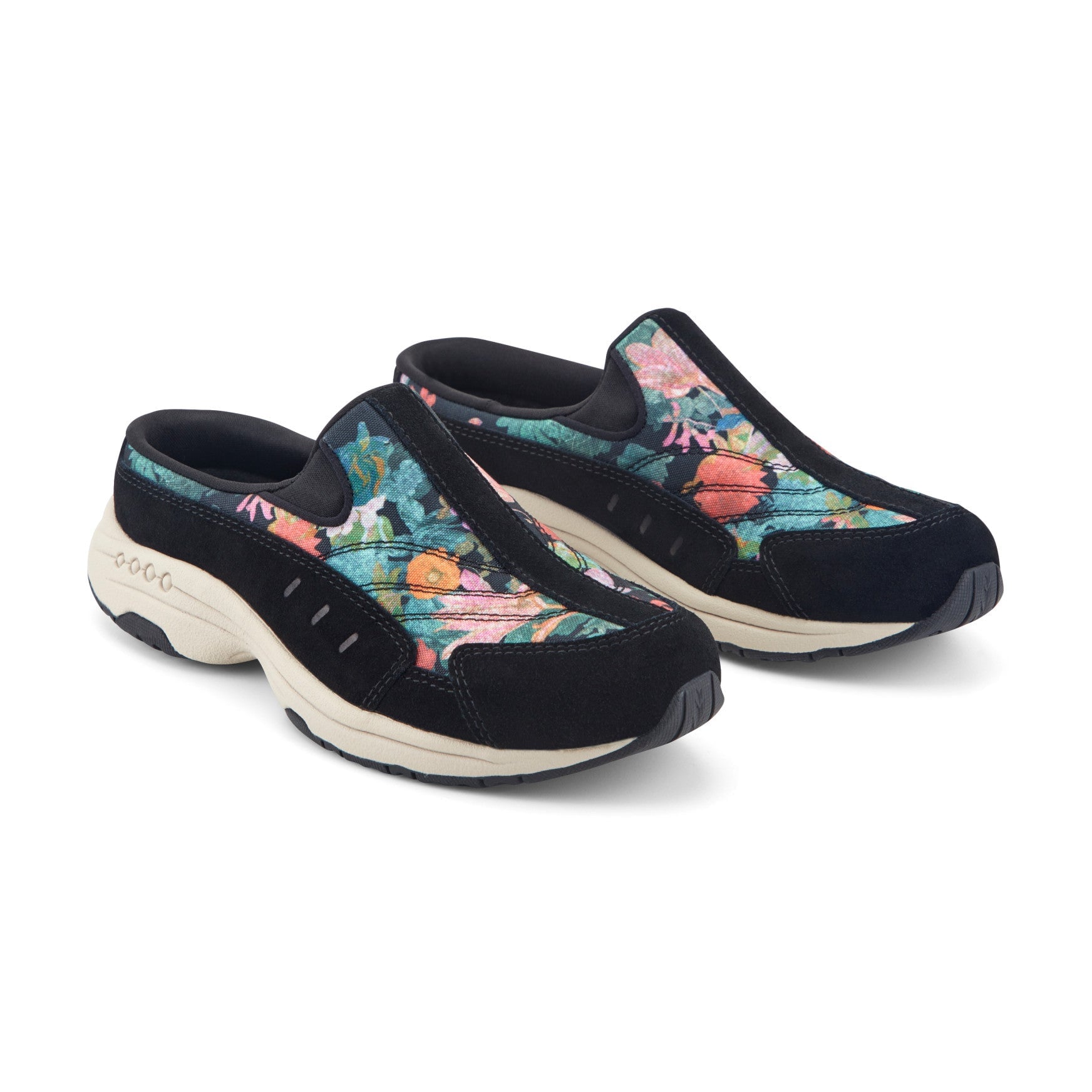 Easy Spirit Traveltime Black Floral Arch Support Women's Clogs - Black Floral - View 2