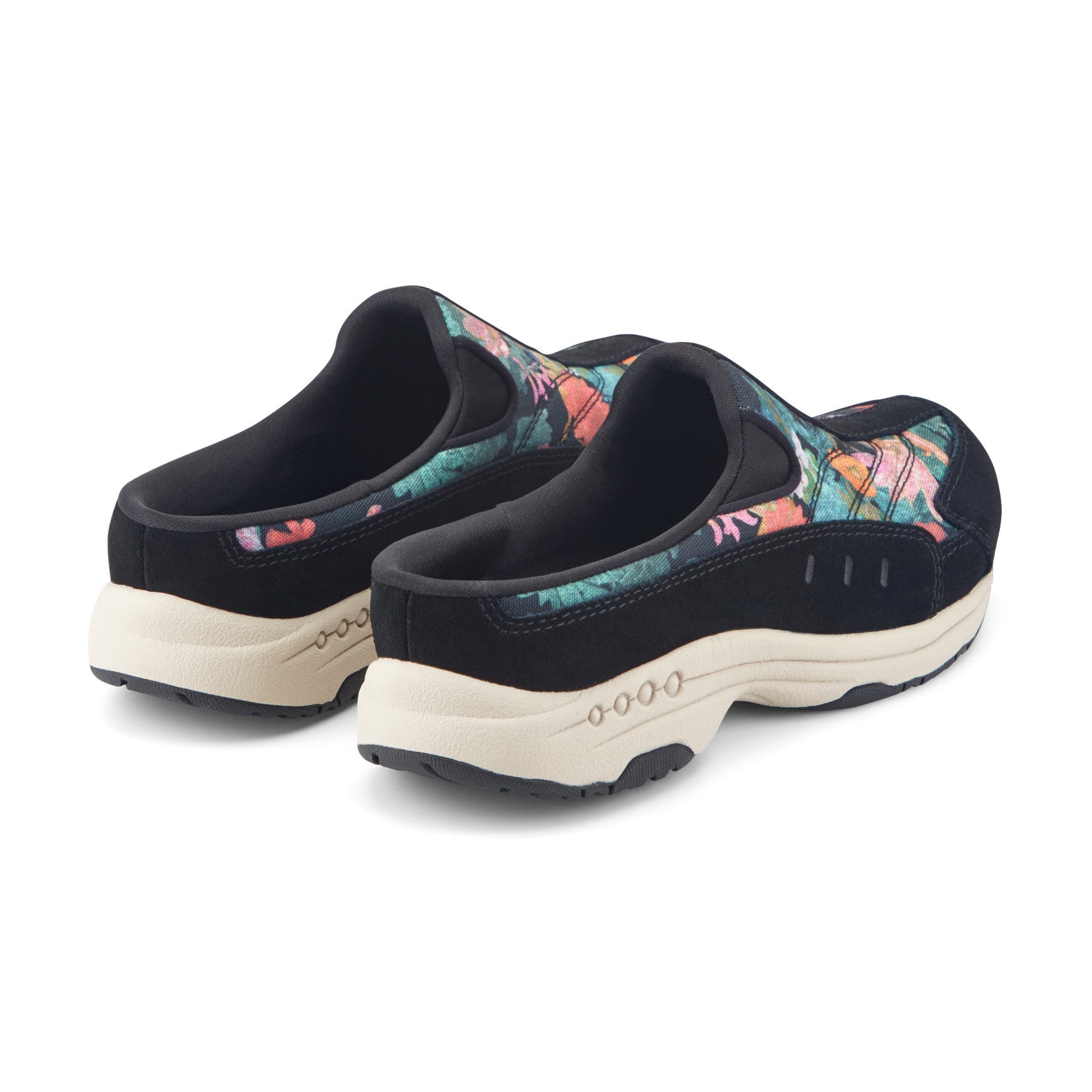 Easy Spirit Traveltime Black Floral Arch Support Women's Clogs - Black Floral - View 3