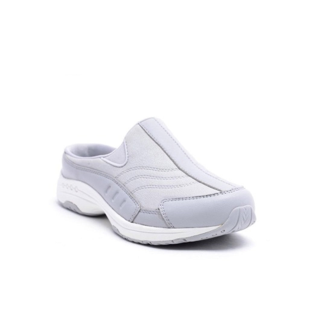 Easy Spirit Traveltime Leather Athletic Cushioned Arch Support Slip-On Women's Walking Shoe - Light Gray - 5