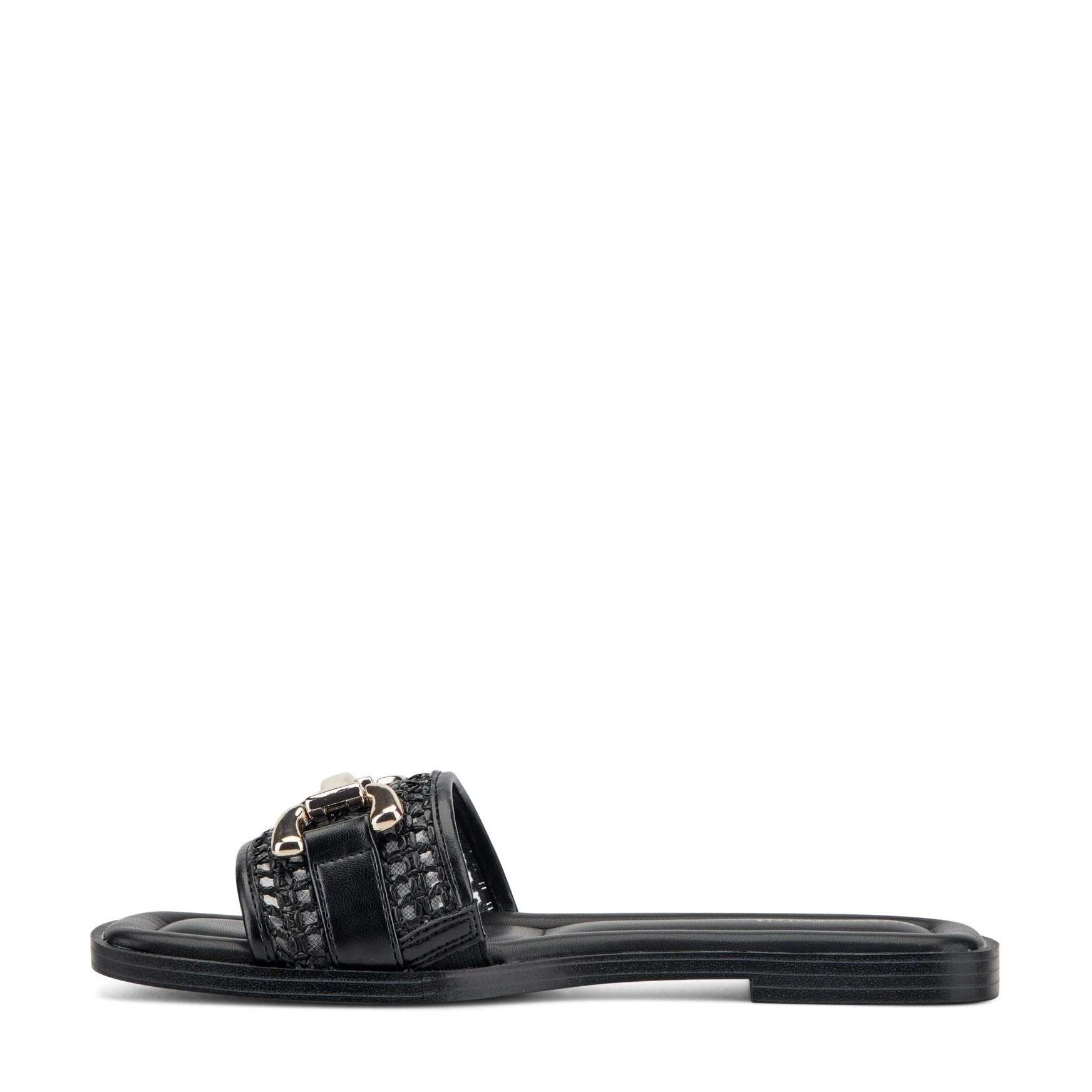 Easy Spirit Vana Horsebit Cushioned Arch-Support Women's Slip-On Sandal - Black/raffia - 4