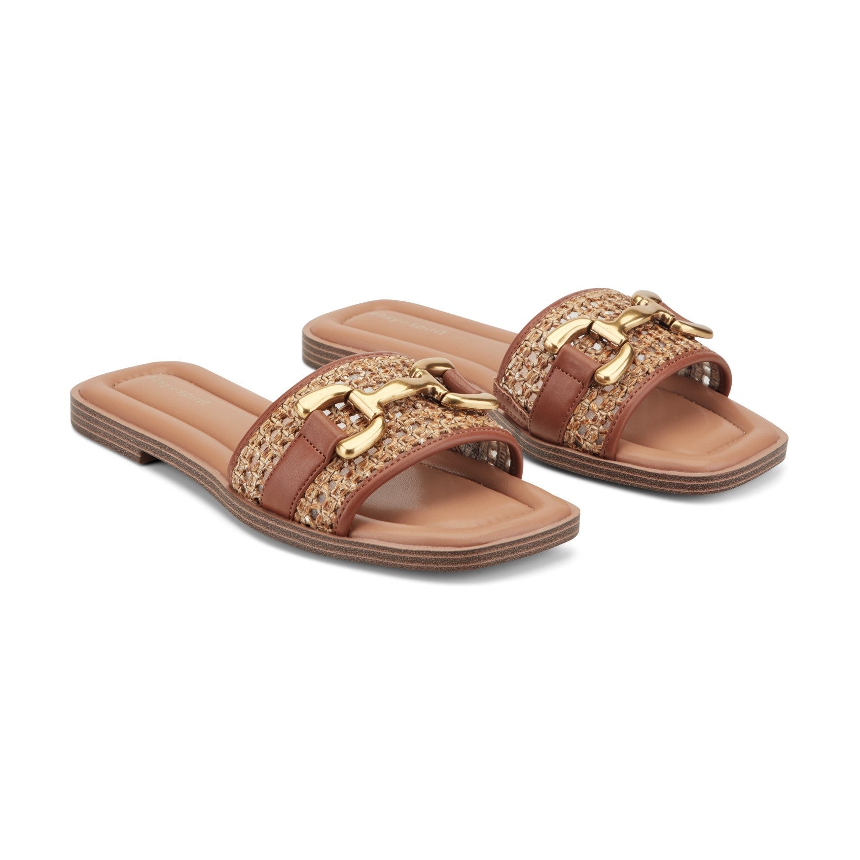 Easy Spirit Vana Horsebit Cushioned Arch-Support Women's Slip-On Sandal - Medium Brown/raffia - 2