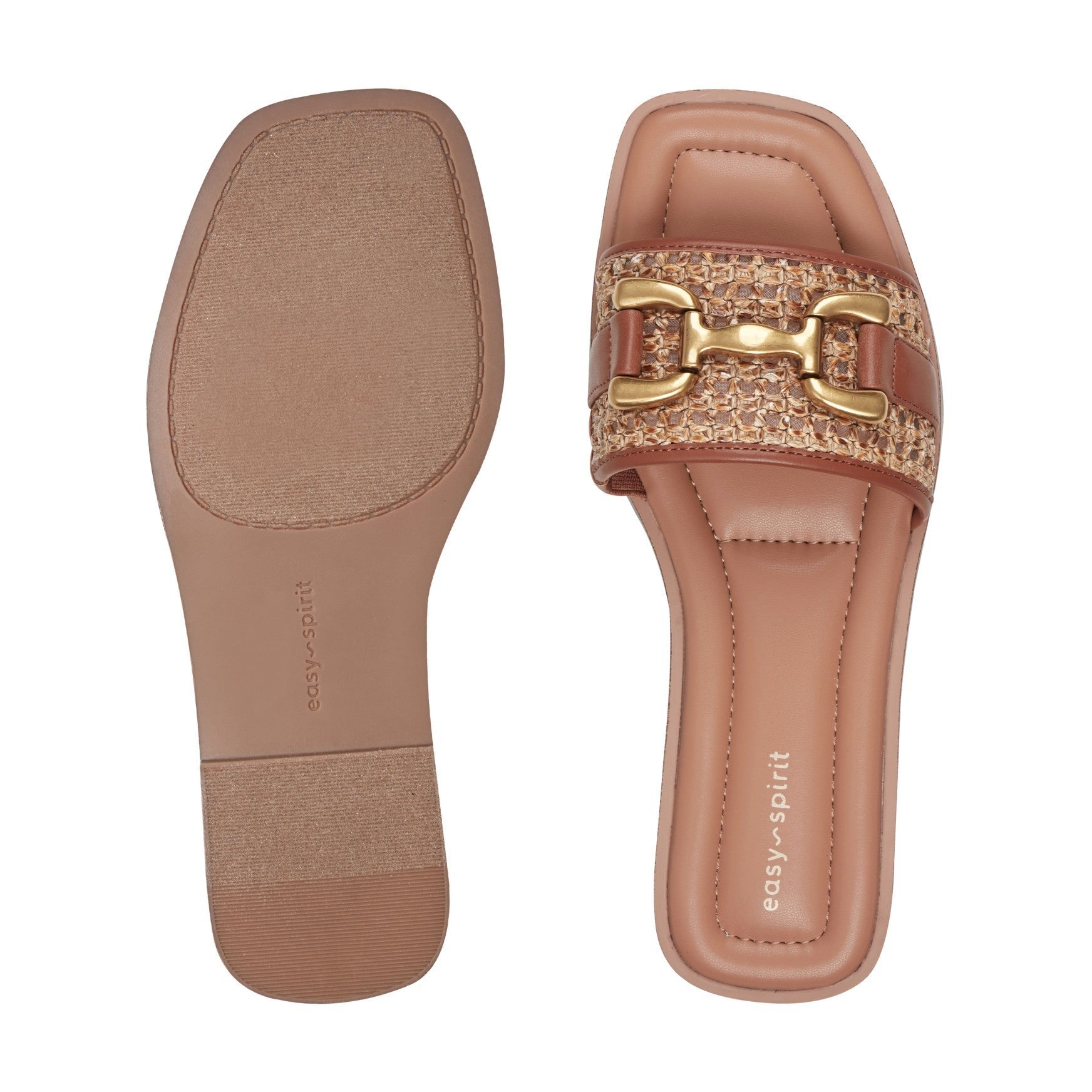 Easy Spirit Vana Horsebit Cushioned Arch-Support Women's Slip-On Sandal - Medium Brown/raffia - 5