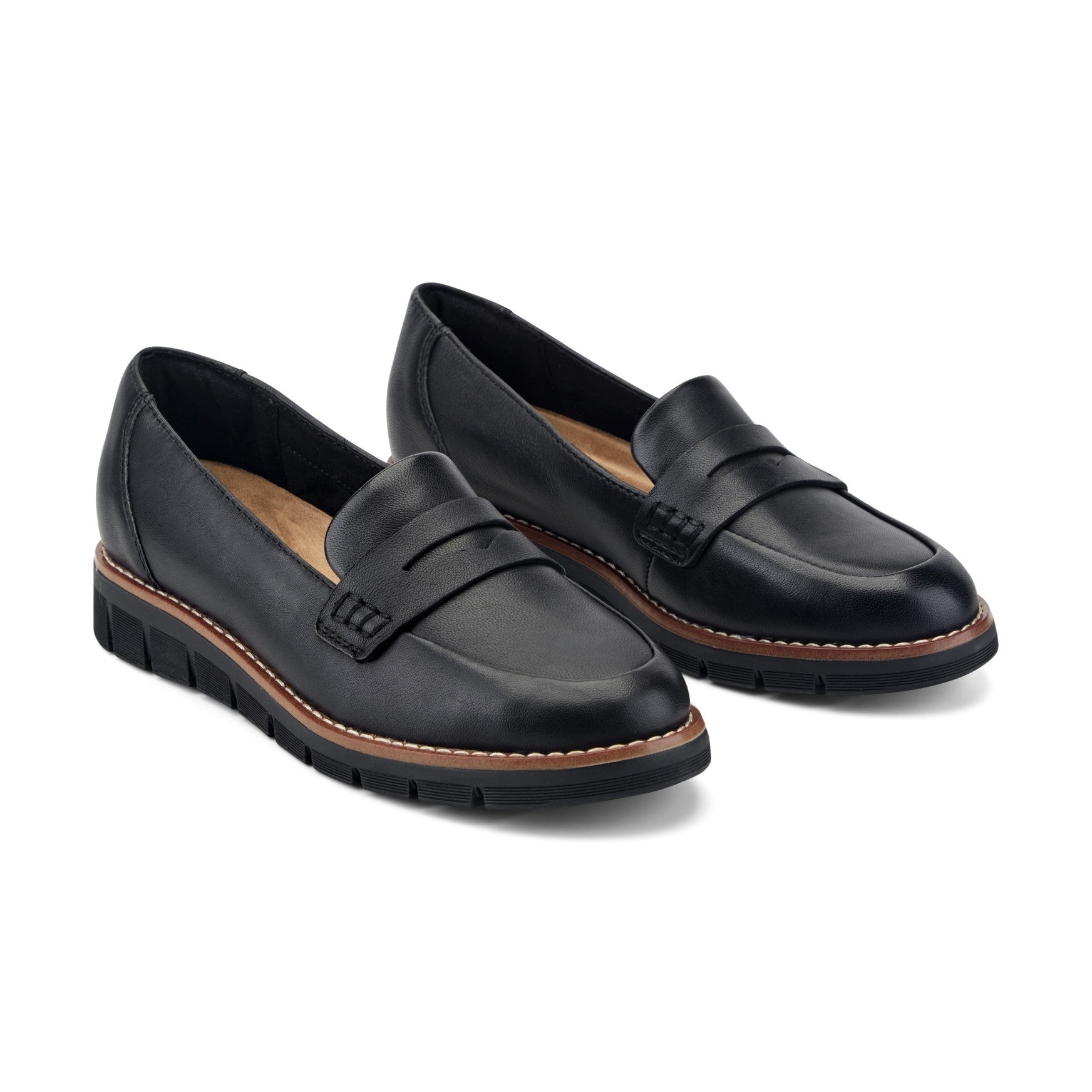 Easy Spirit Velia Cushioned Arch Support Women's Casual Slip On - Black Leather - 2