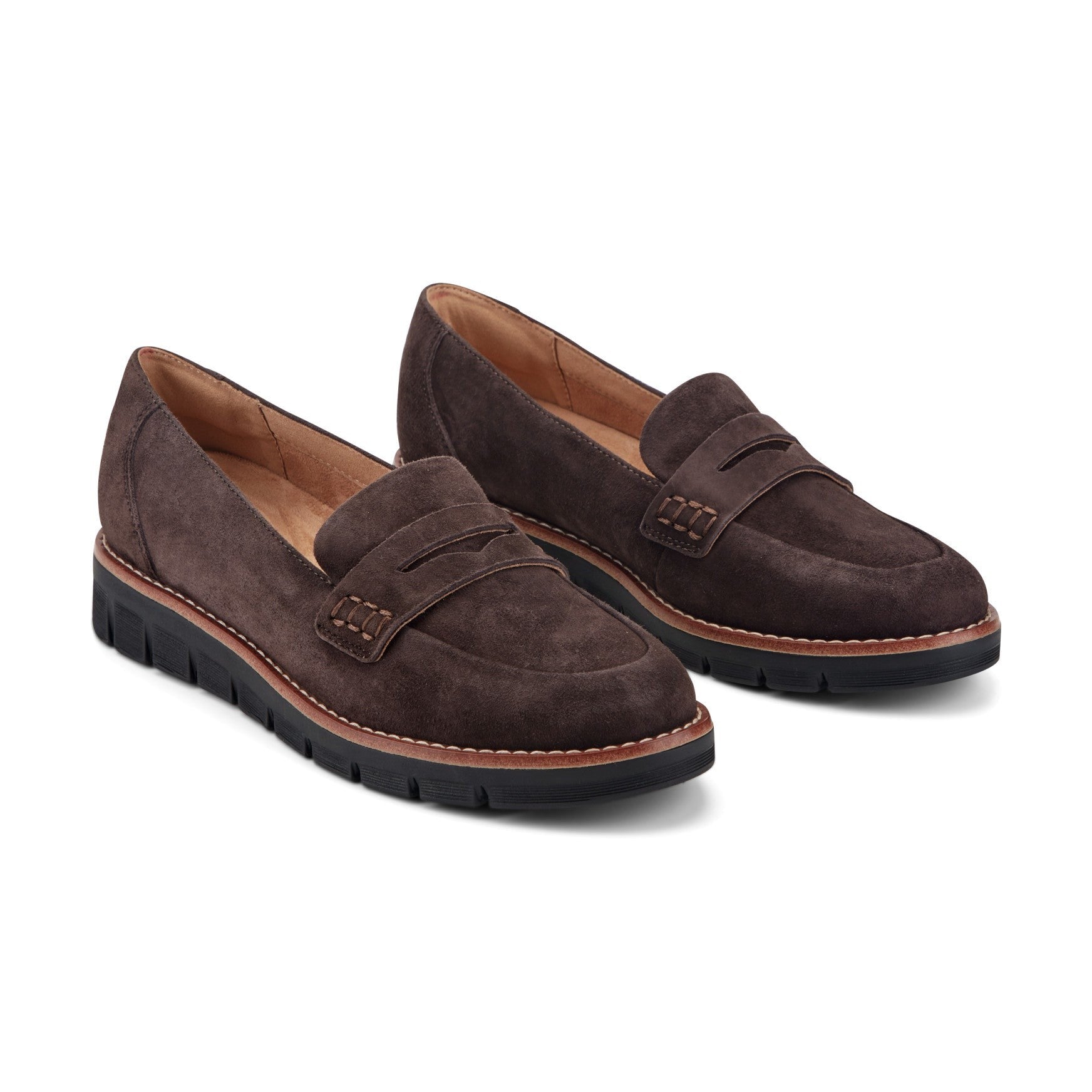 Easy Spirit Velia Cushioned Arch Support Women's Casual Slip On - Dark Brown Suede - 2