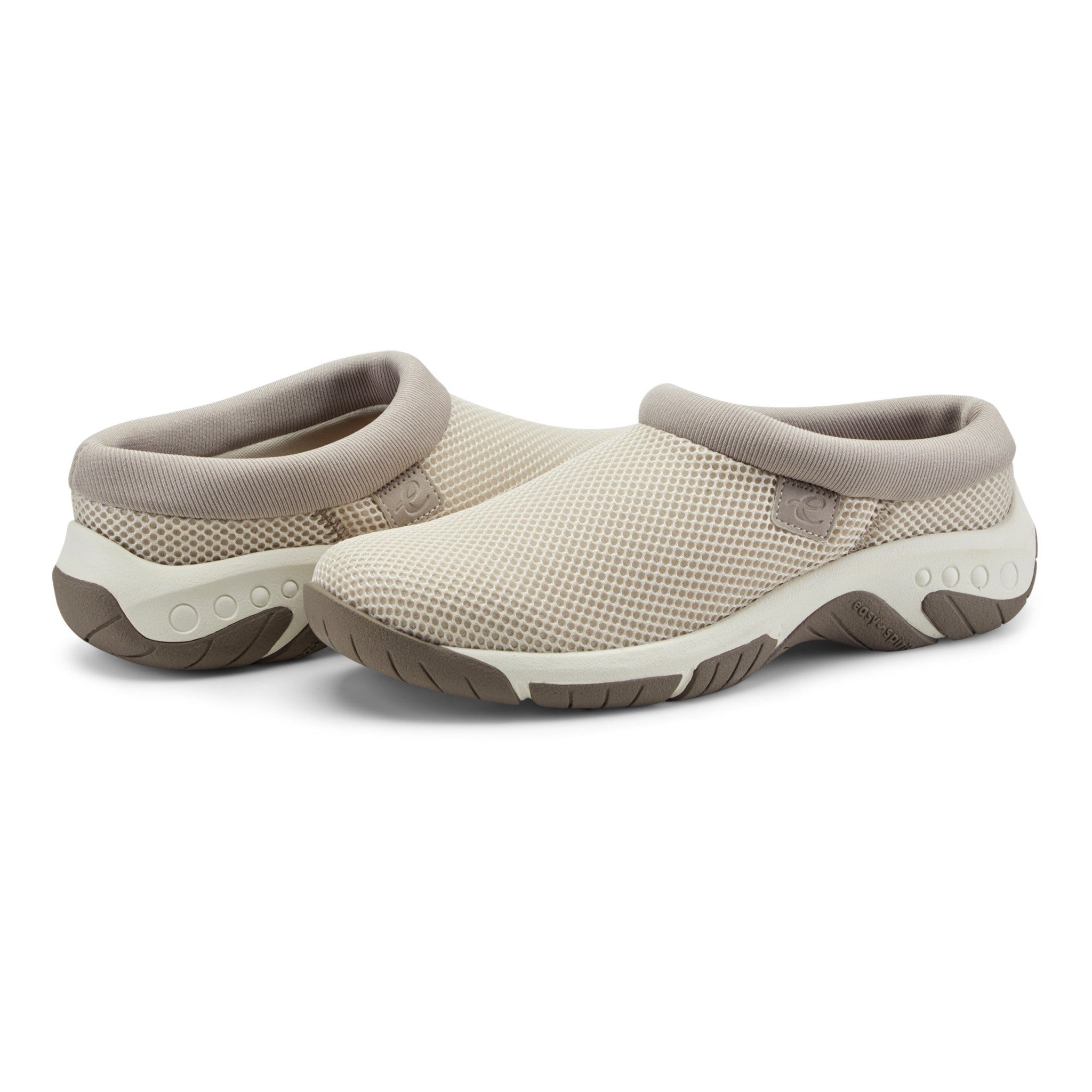 Easy Spirit Wade Mesh Athletic Cushioned Comfort Slip-On — Women's Clog - Light Taupe - 7