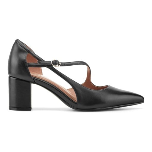 Easy Spirit Nerina Women's Leather Block Heel Pumps Black Smooth Leather 2