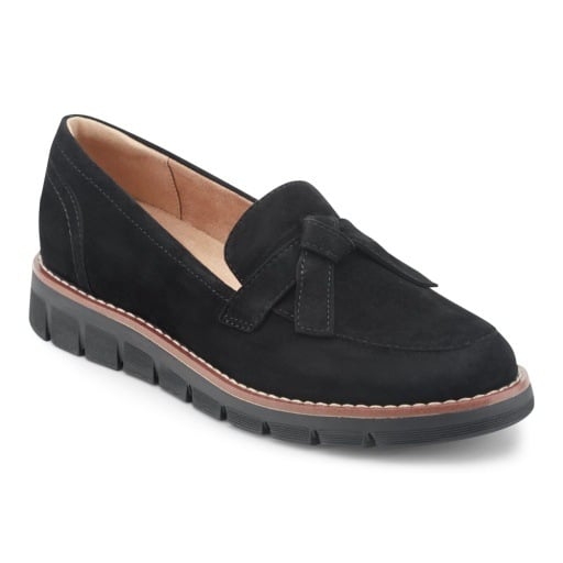 Easy Spirit Vinaya Women's Bow-Detail Loafers - Black Suede - View 1