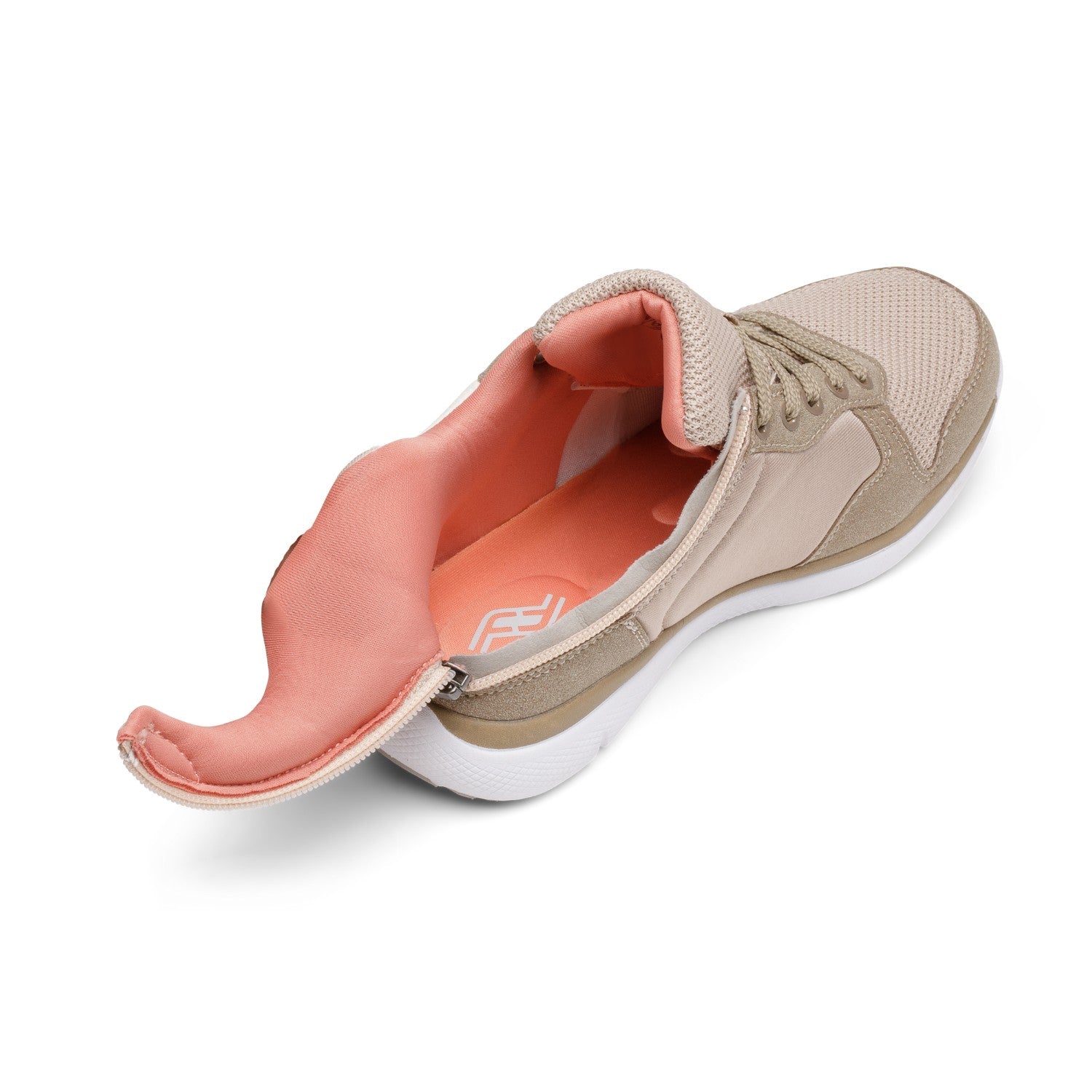 Friendly Shoes Women's Excursion Mid Top - Cafe Au Lait - Back Heel Open View