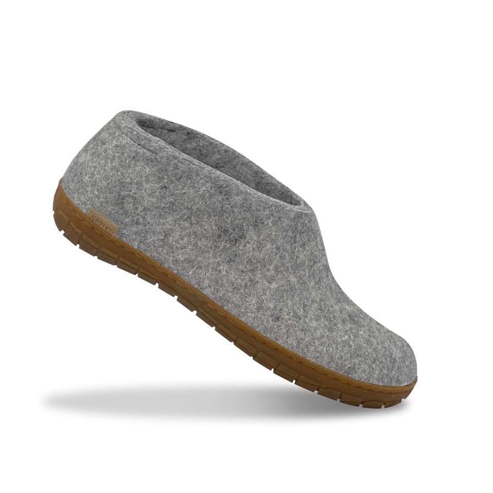 Glerups Wool Closed Heel Unisex Slipper Shoe - Rubber Sole - Model AR - AR Grey/Honey 2