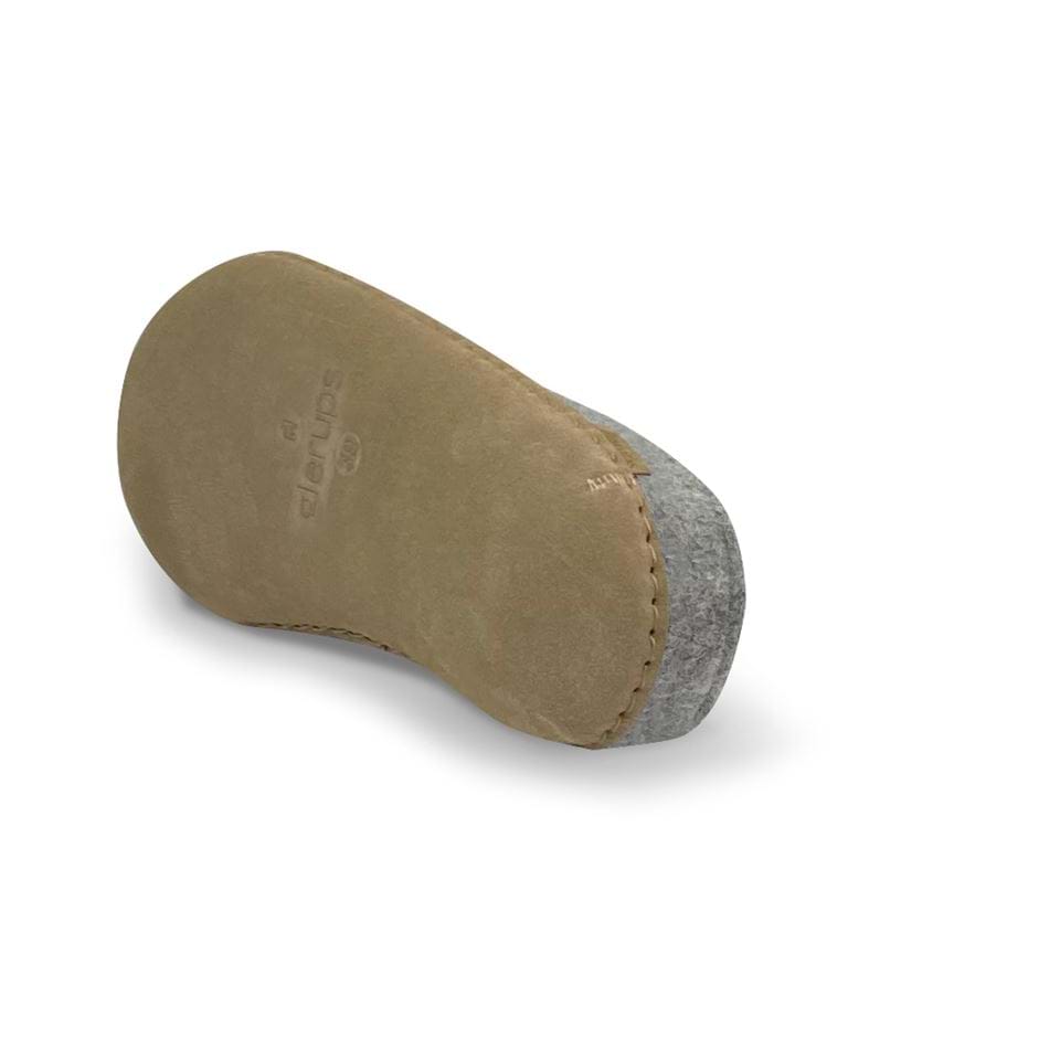 Glerups Wool Open Heel Unisex Slipper / Slip-on Clog - Leather Sole - Model B - B Grey 6
