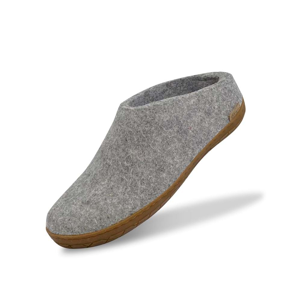 Glerups Wool Open Heel Unisex Slipper / Slip-on Clog - Rubber Sole - Model BR - BR Grey/Honey 3