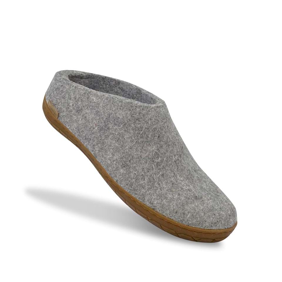 Glerups Wool Open Heel Unisex Slipper / Slip-on Clog - Rubber Sole - Model BR - BR Grey/Honey 4