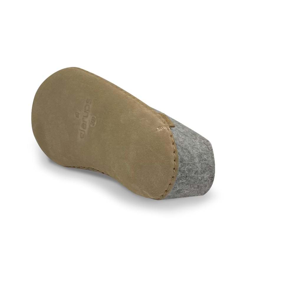 Glerups Wool Closed Heel Unisex Slipper Shoe - Leather Sole - Model A - a Grey outsole