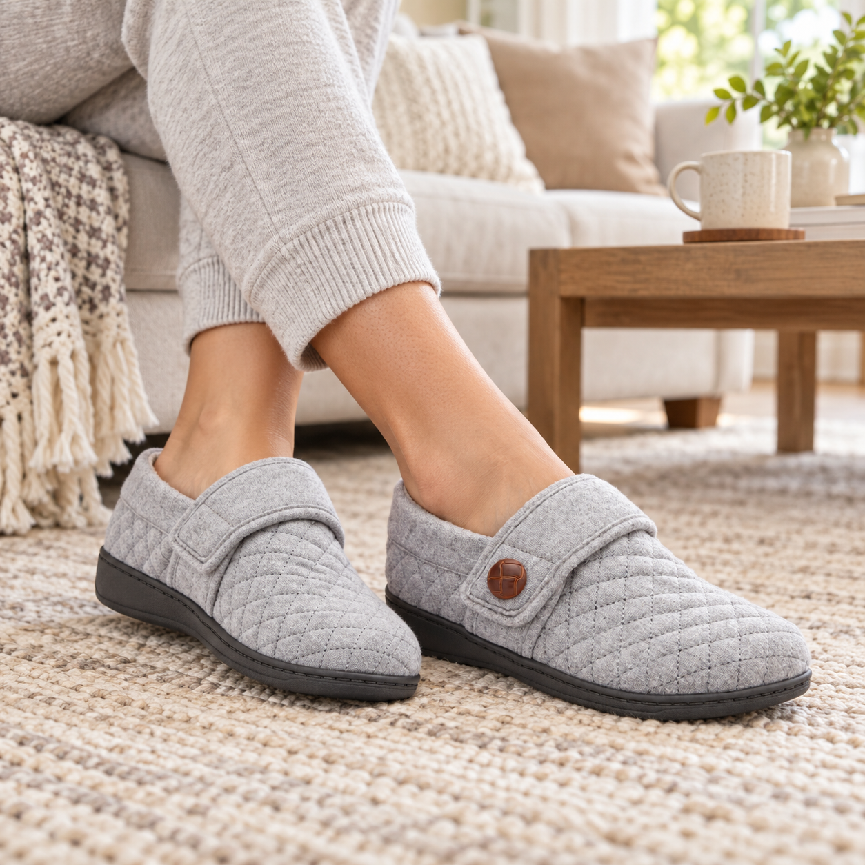 Vionic Jackie women's Light Grey slipper lifestyle image
