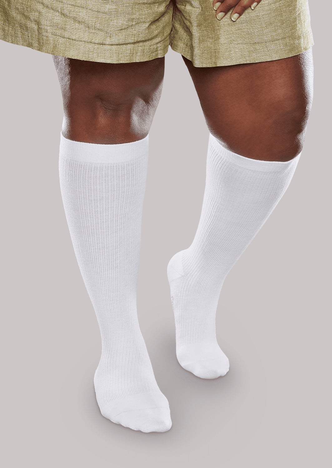 Core-Spun 15-20 mmHg Knee High Compression Socks - White