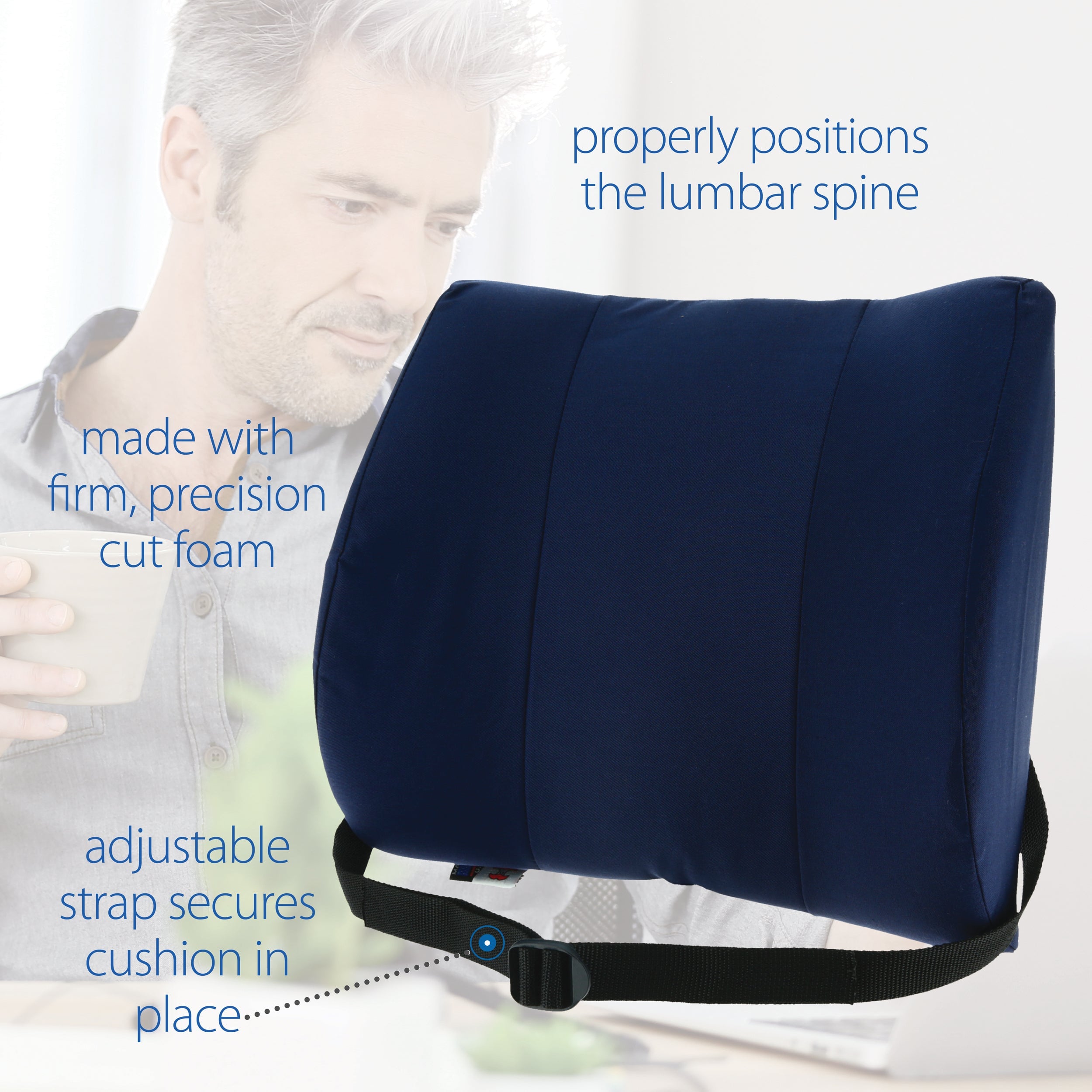 Core Sitback Rest Lumbar Support Cushion - Blue - Manufacturer feature view