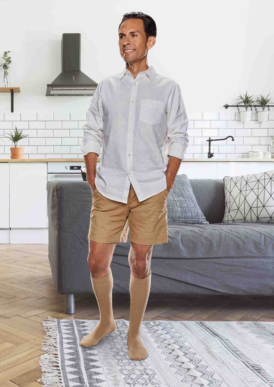 Core-Spun 10-15 mmHg Knee High Compression Socks - 2 Pairs - Khaki - Manufacturer lifestyle view